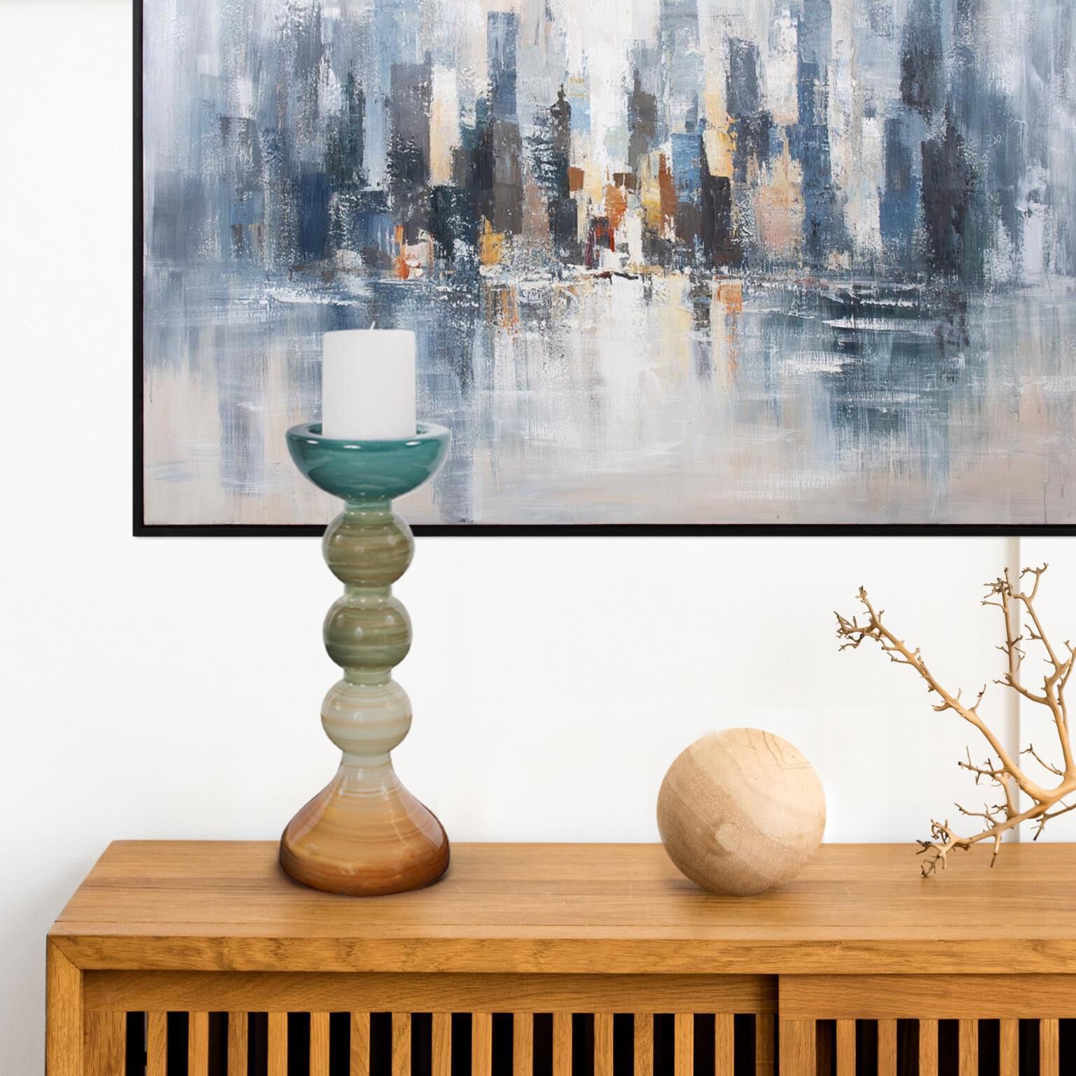 The Capri Stripe Candle Holder by Howard Elliott Collection