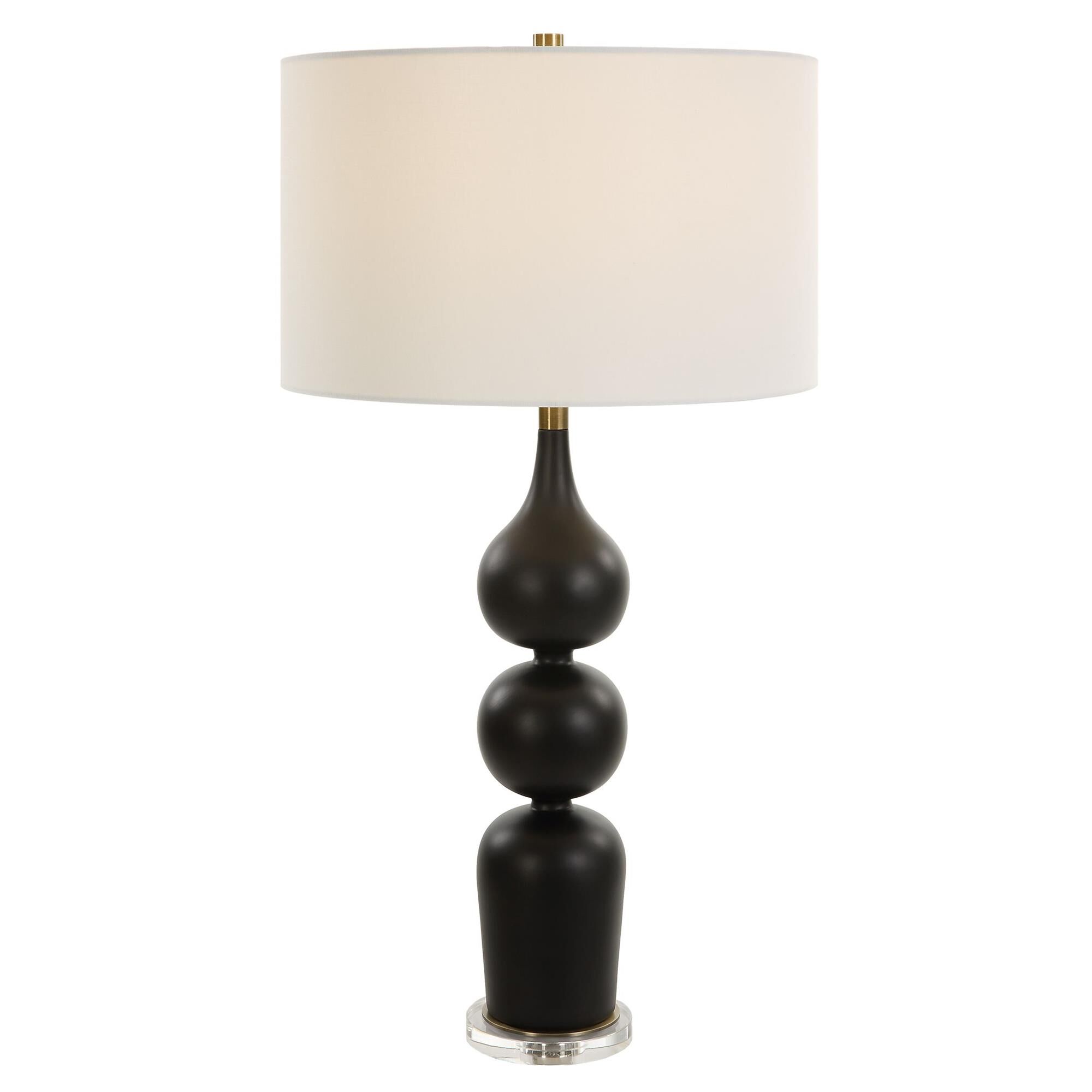 Shown in Matte Black finish and Round Drum Hardback shade