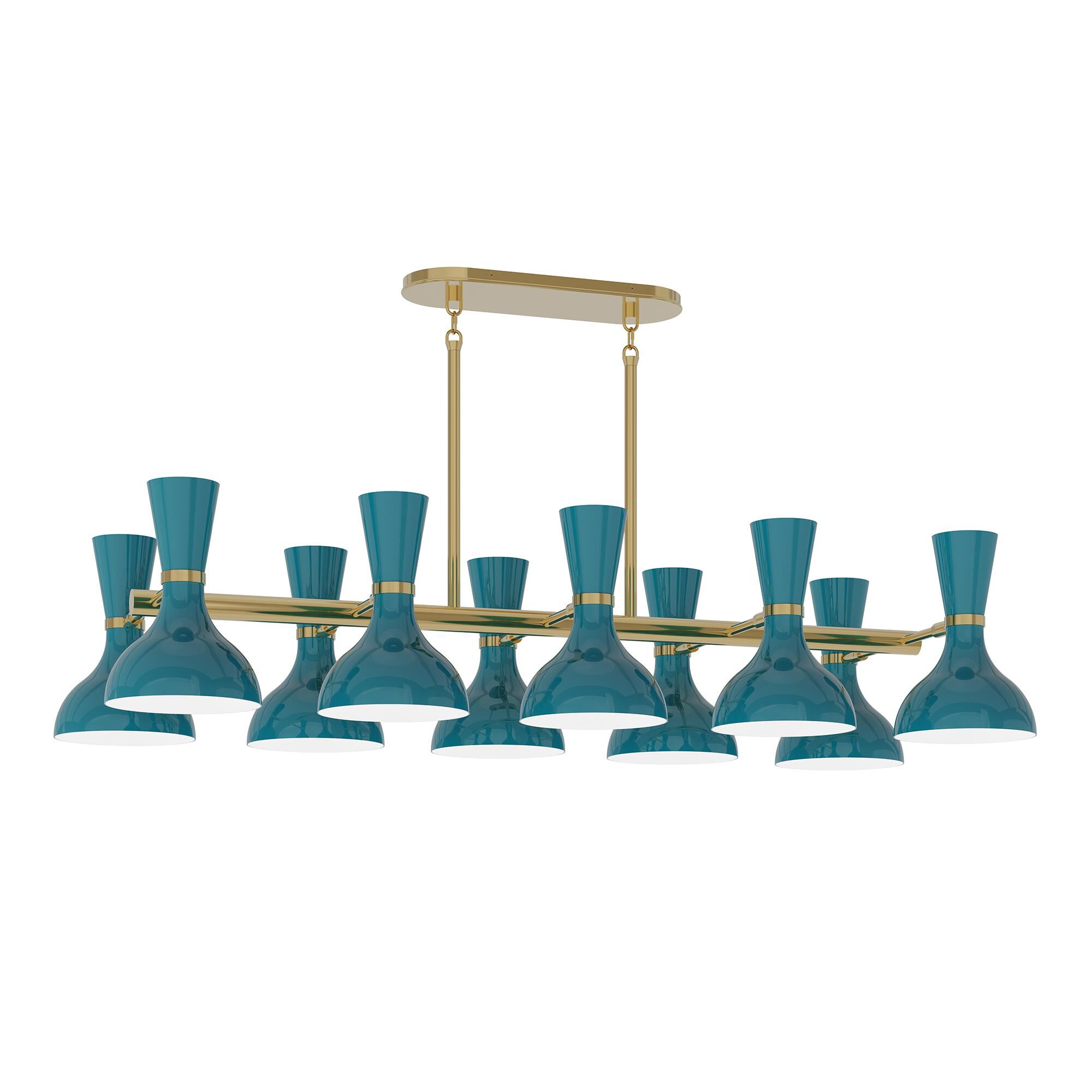 Shown in Gold finish and Peacock shade