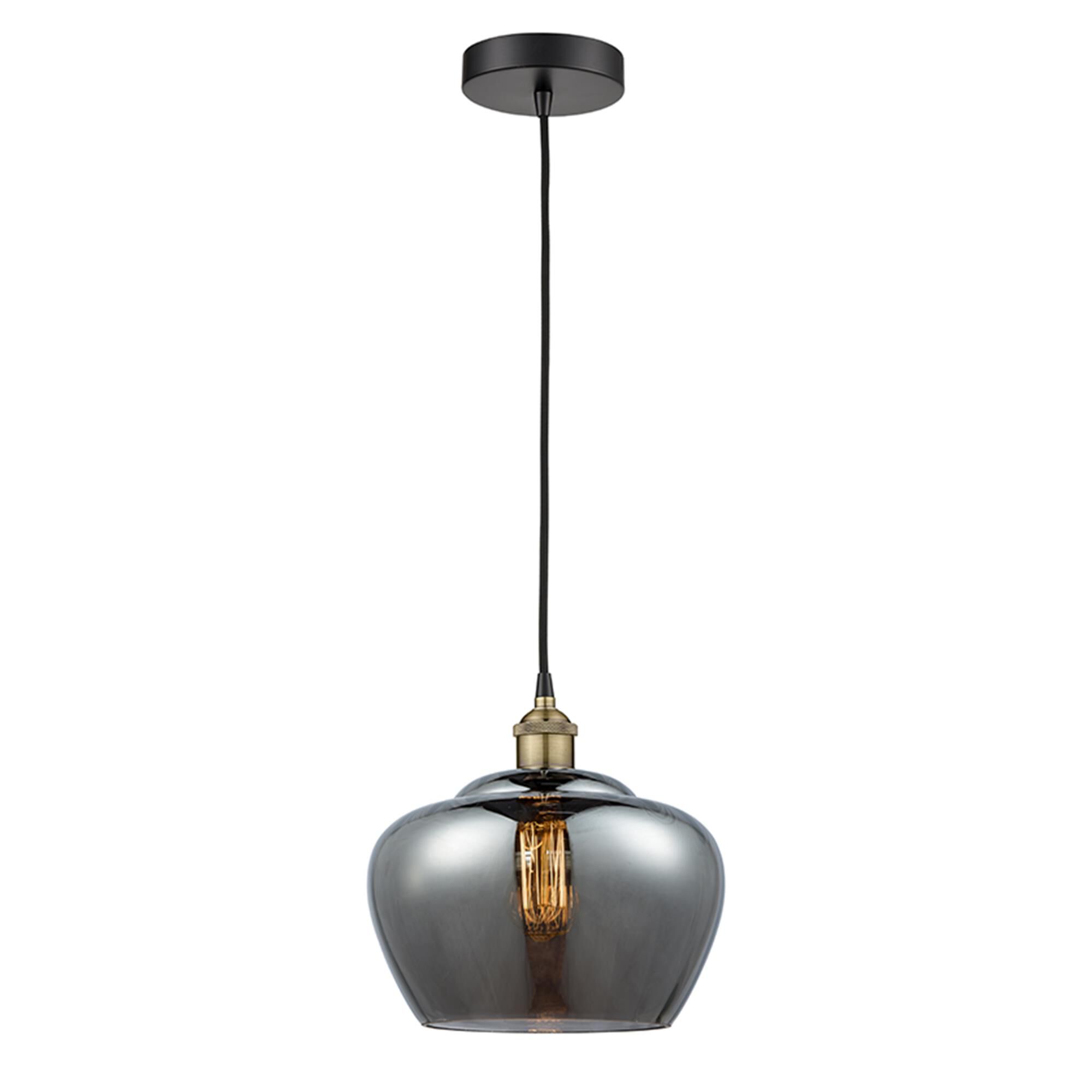 Shown in Black Antique Brass finish and Plated Smoke glass