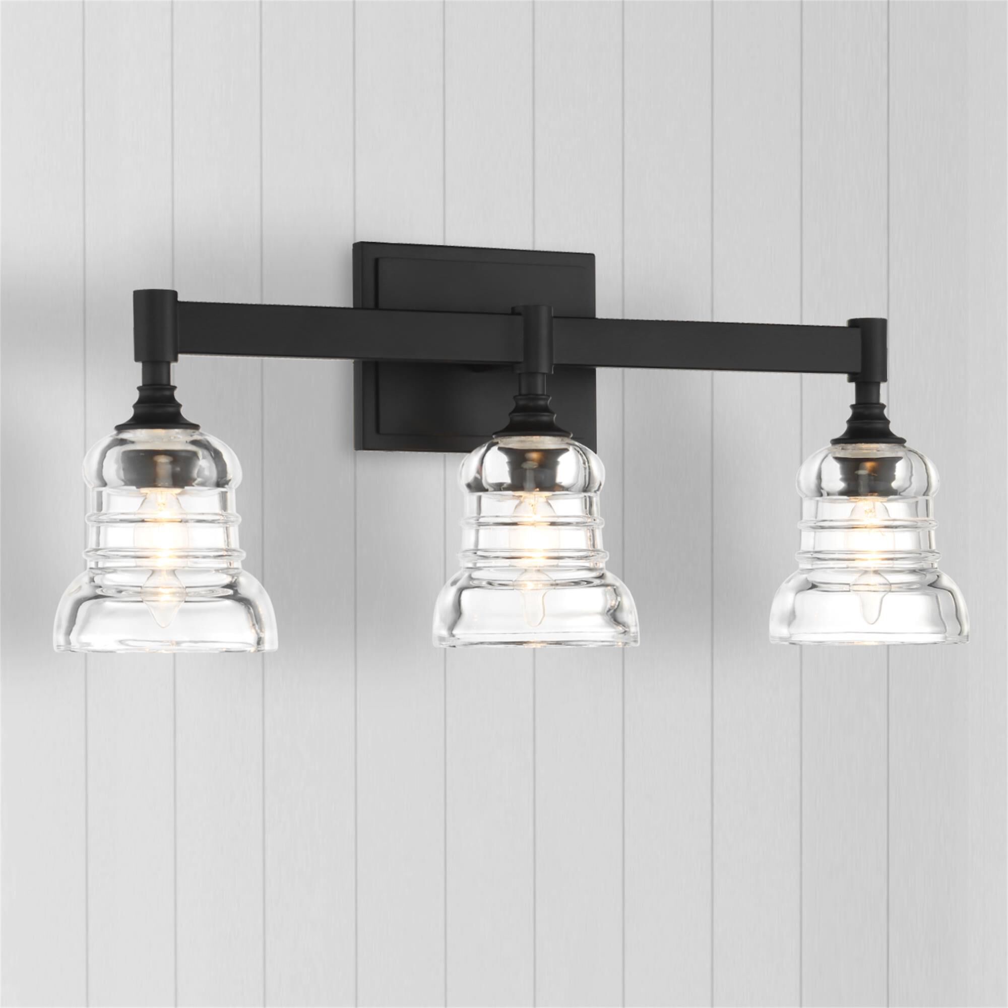 Shown in Matte Black finish and Clear glass