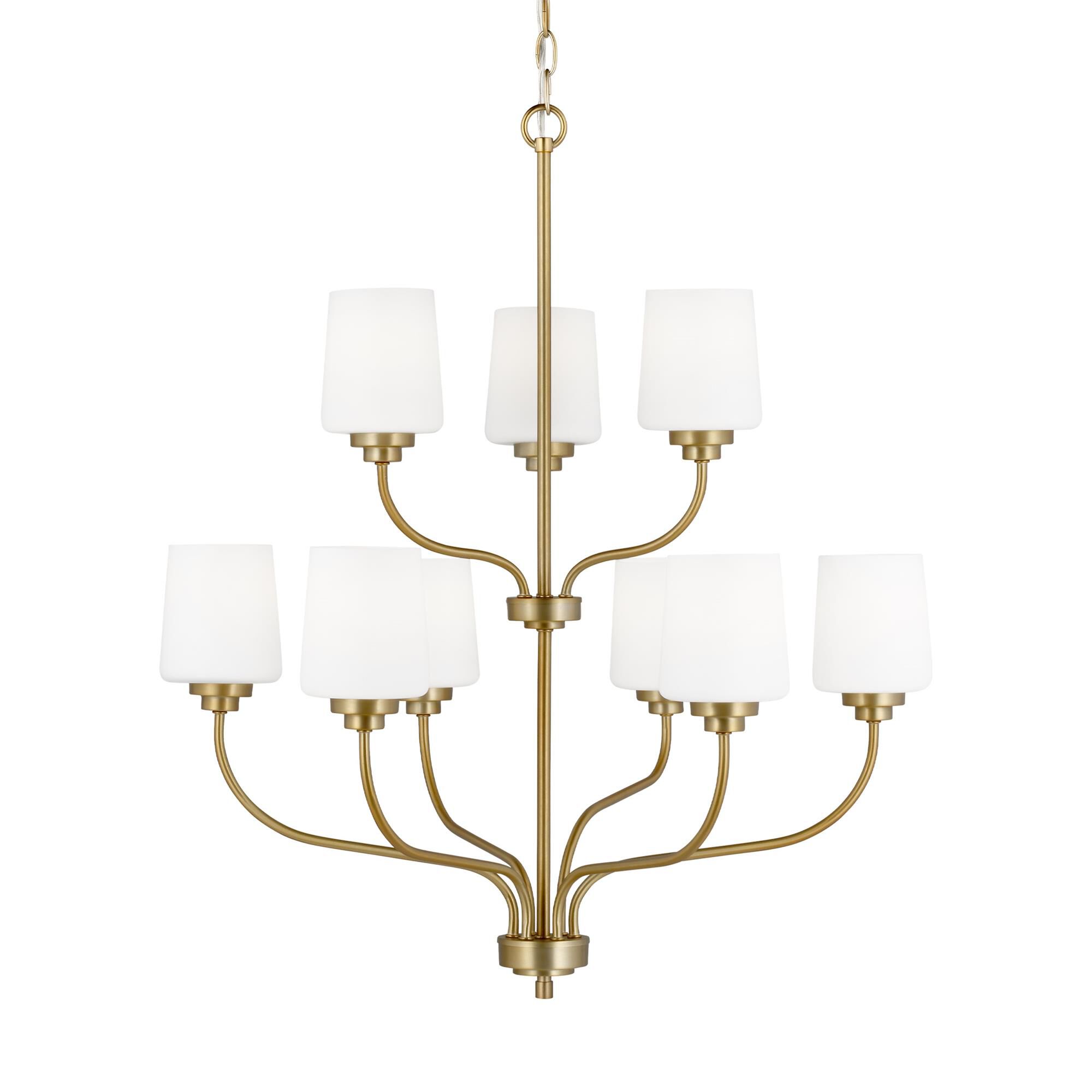 Shown in Satin Brass finish and Etched with White Inside glass