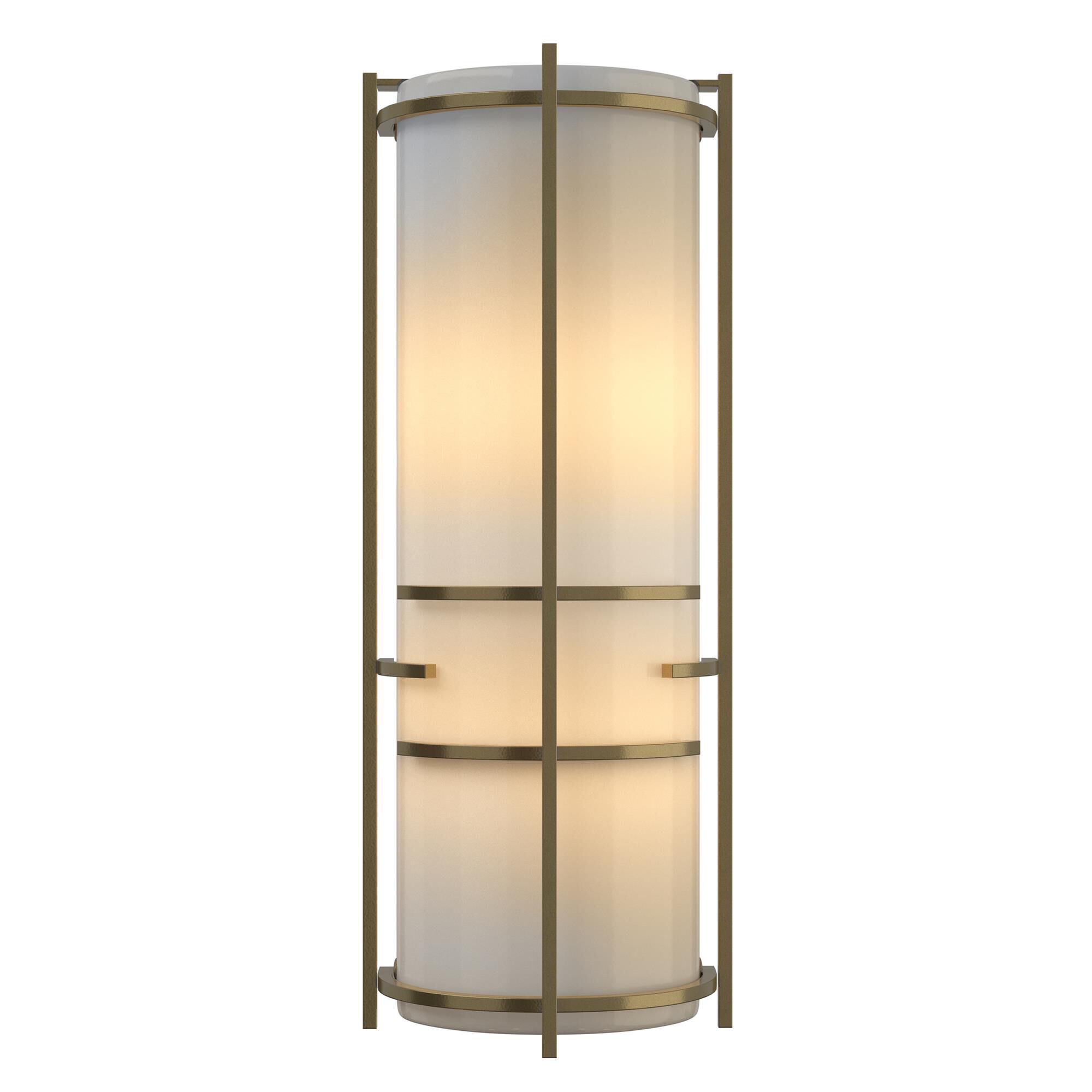 Shown in Modern Brass finish and Ivory Art glass
