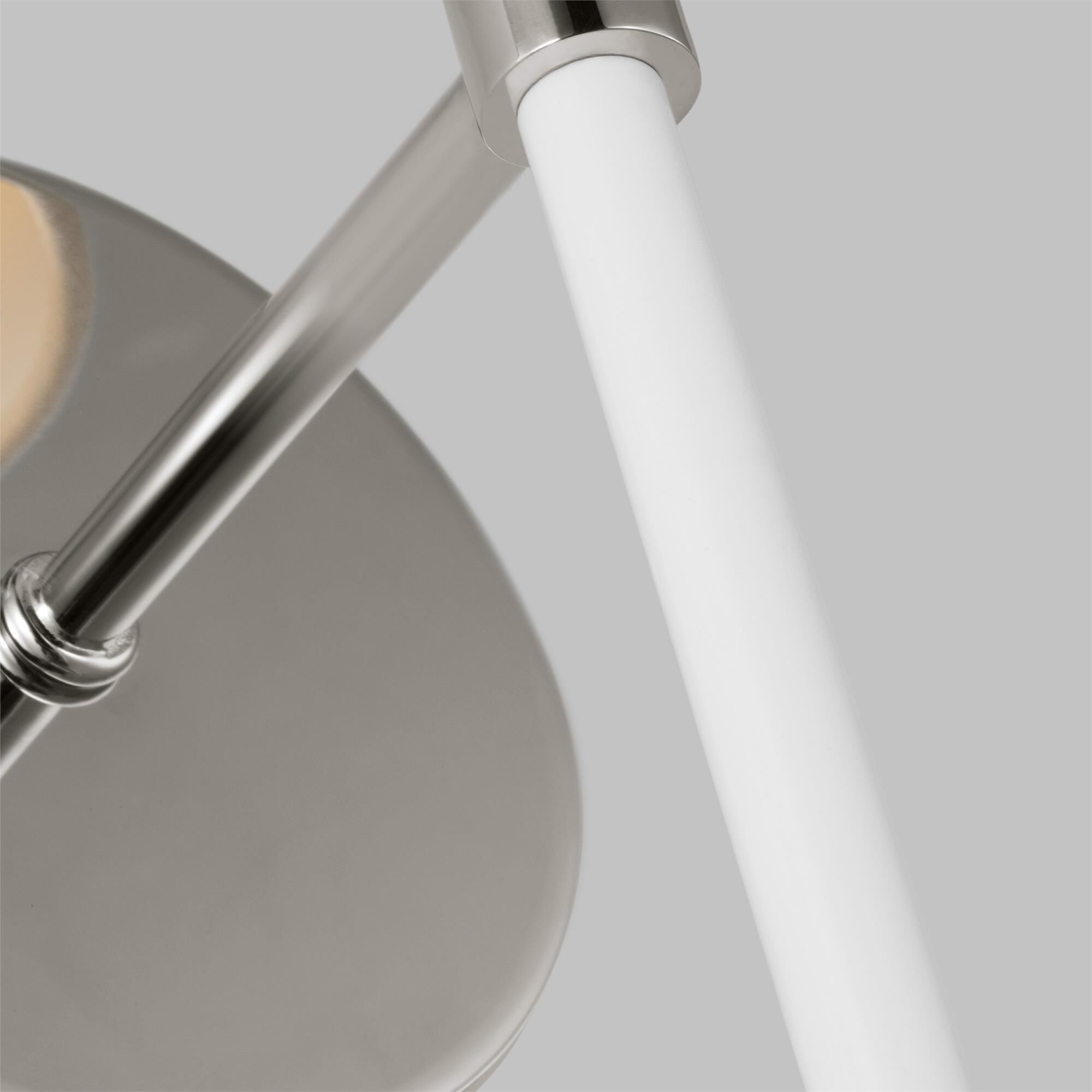 Shown in Polished Nickel finish and White Linen Fabric shade