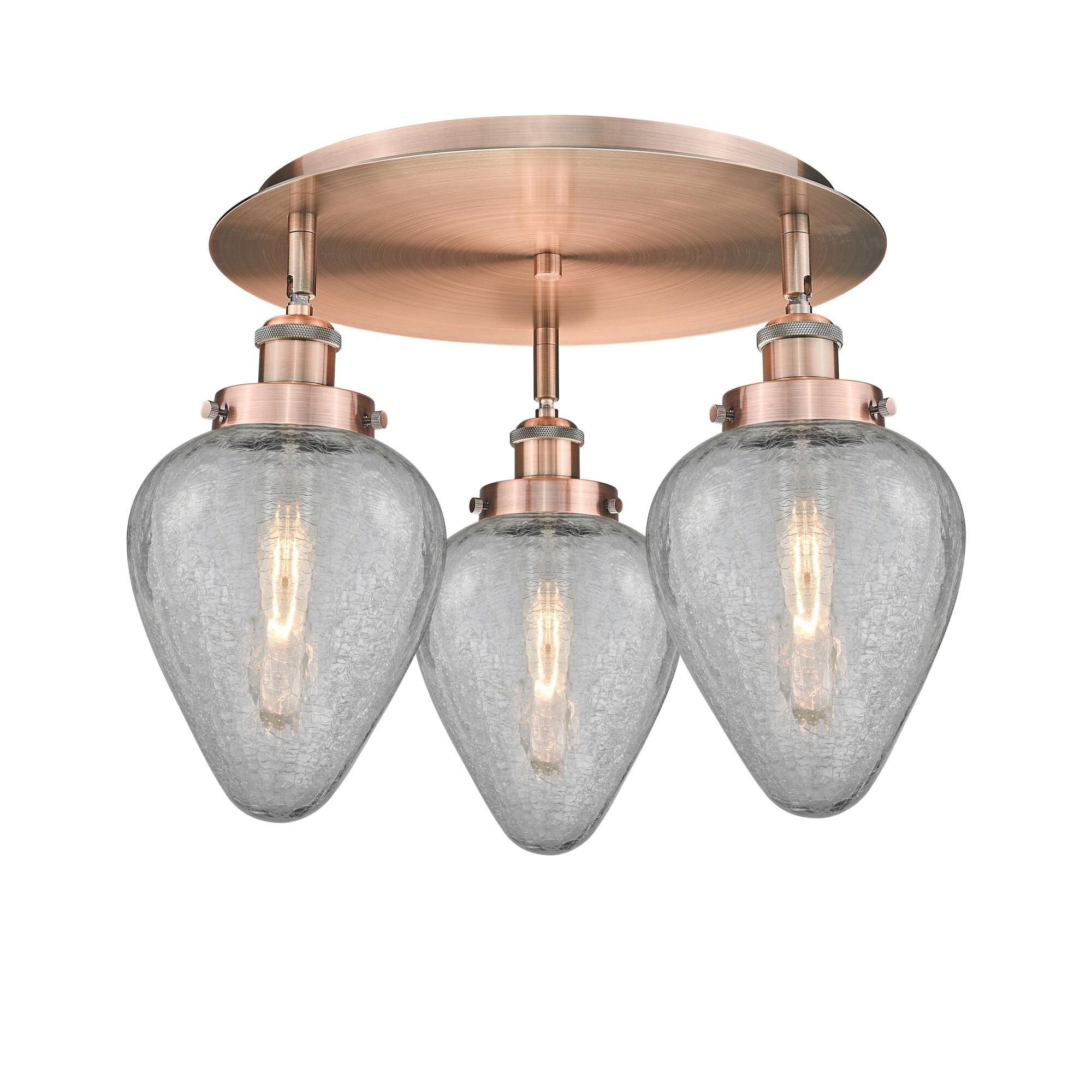 Shown in Antique Copper finish and Clear Crackled glass