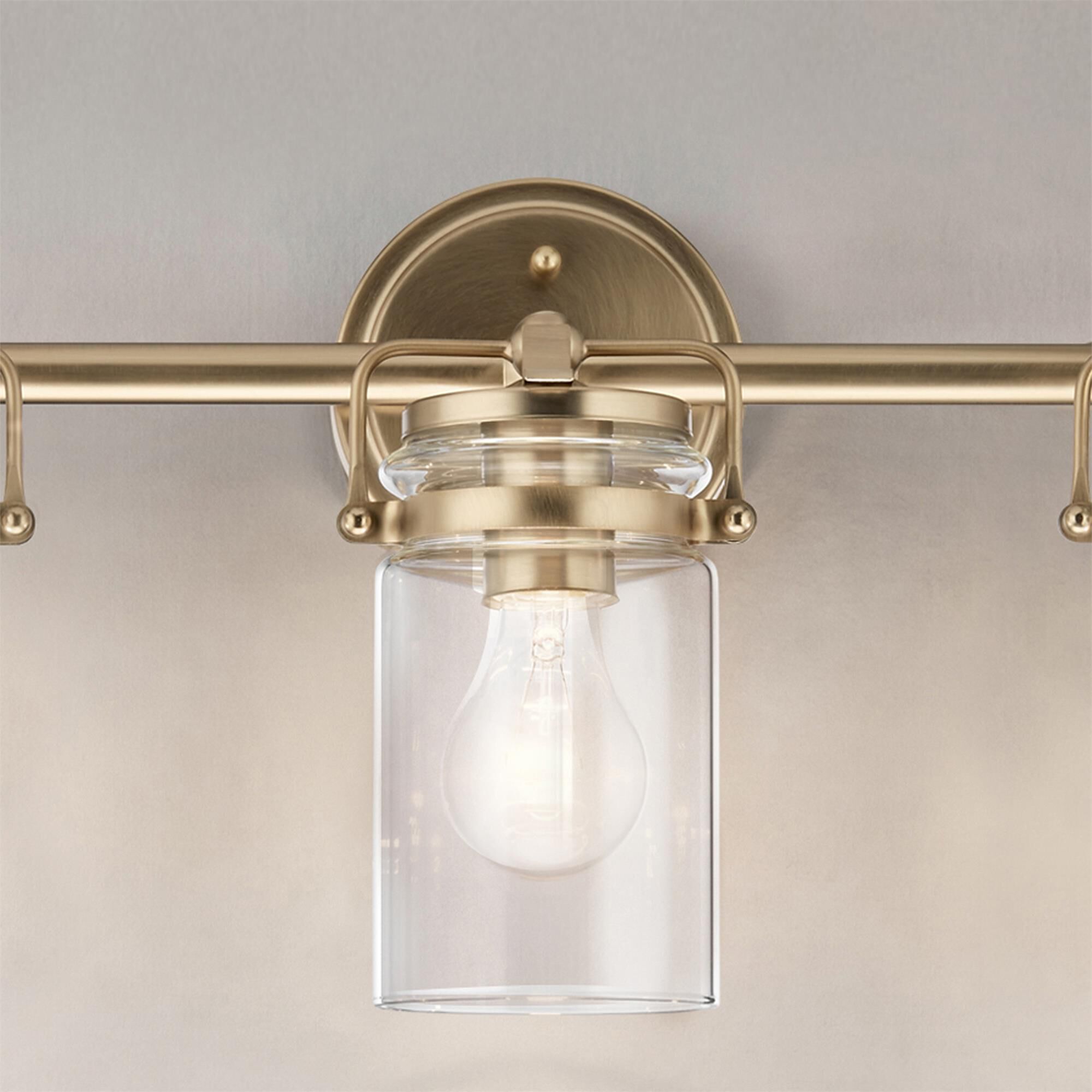 Shown in Champagne Bronze finish and Clear glass