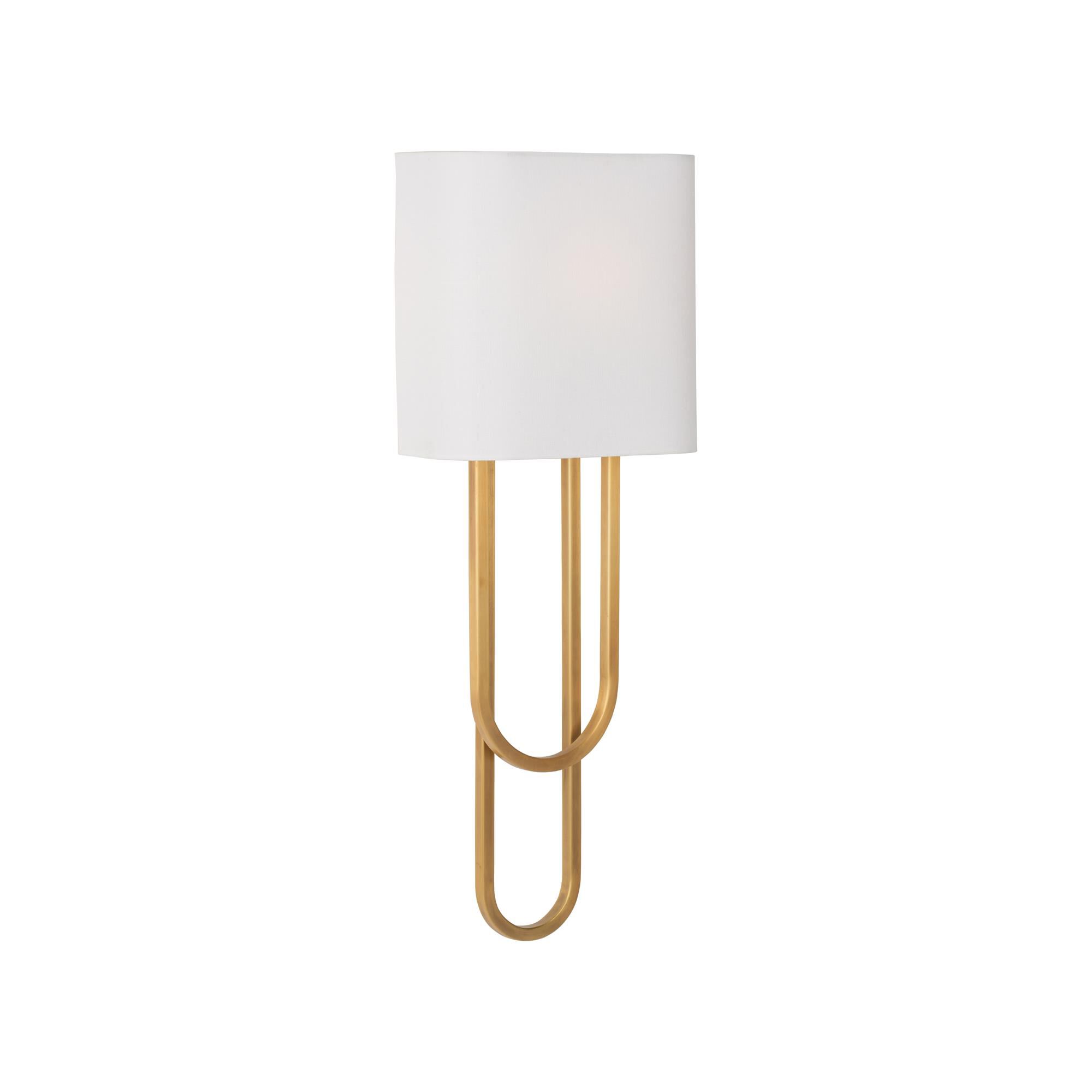 Shown in Gold finish and Linen shade
