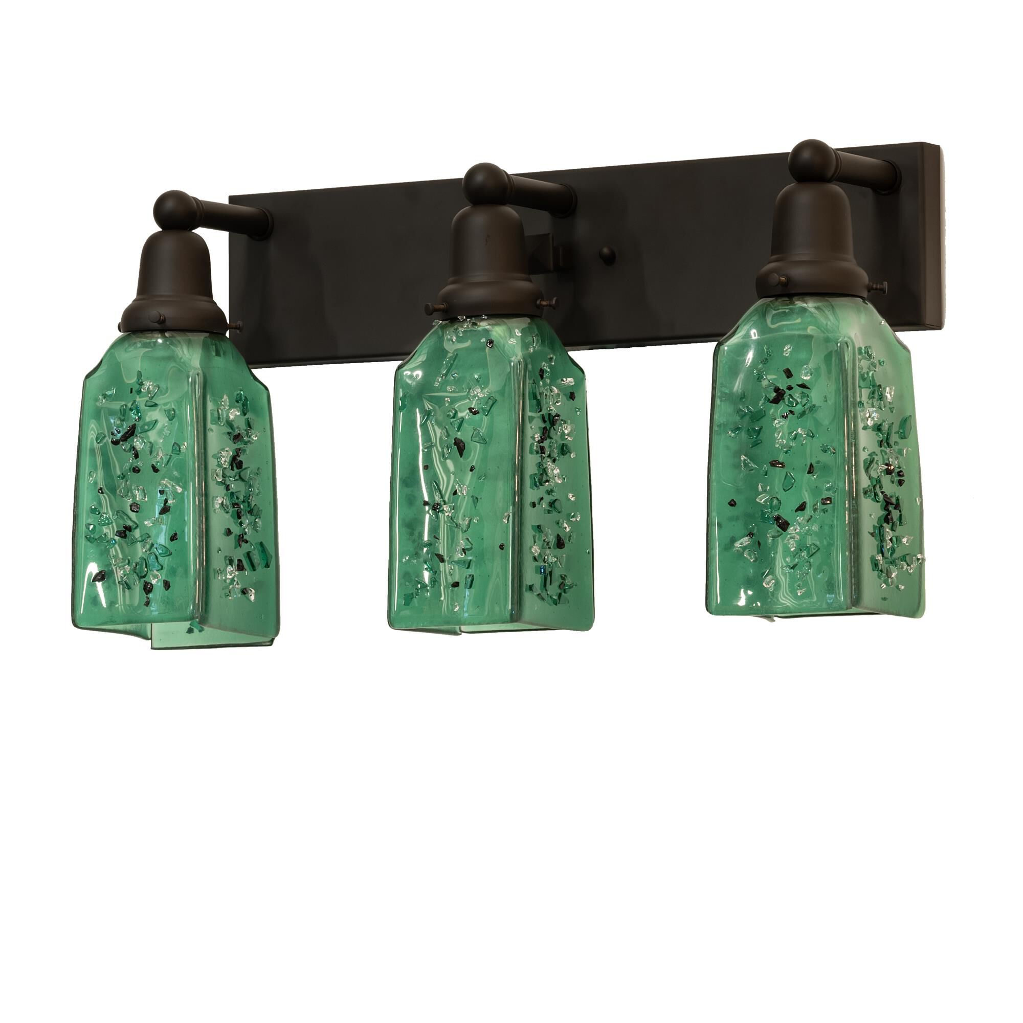 Shown in Oil Rubbed Bronze finish and Green;Clear glass