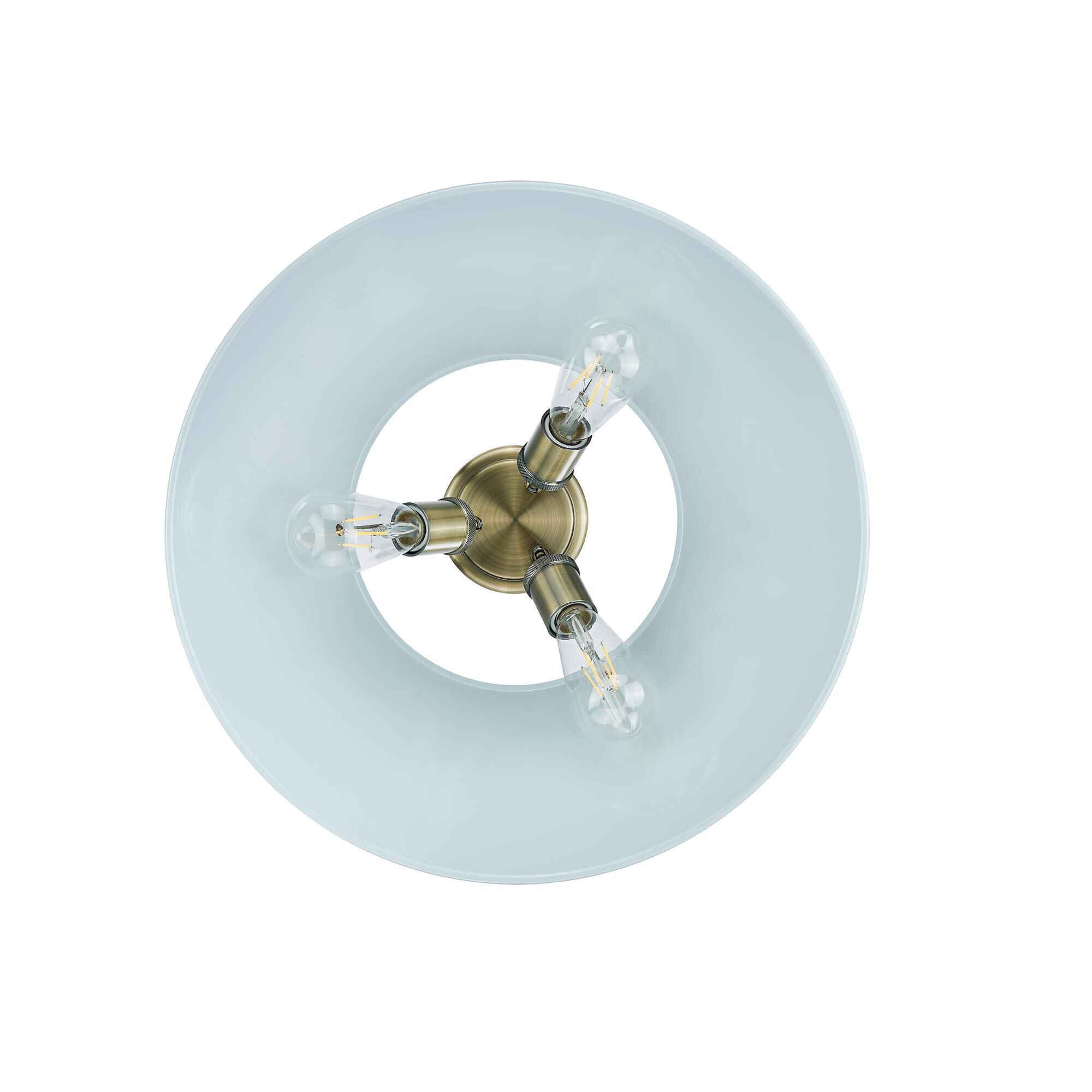 Shown in Aged Brass finish and Without Glass glass and Dusky Blue shade