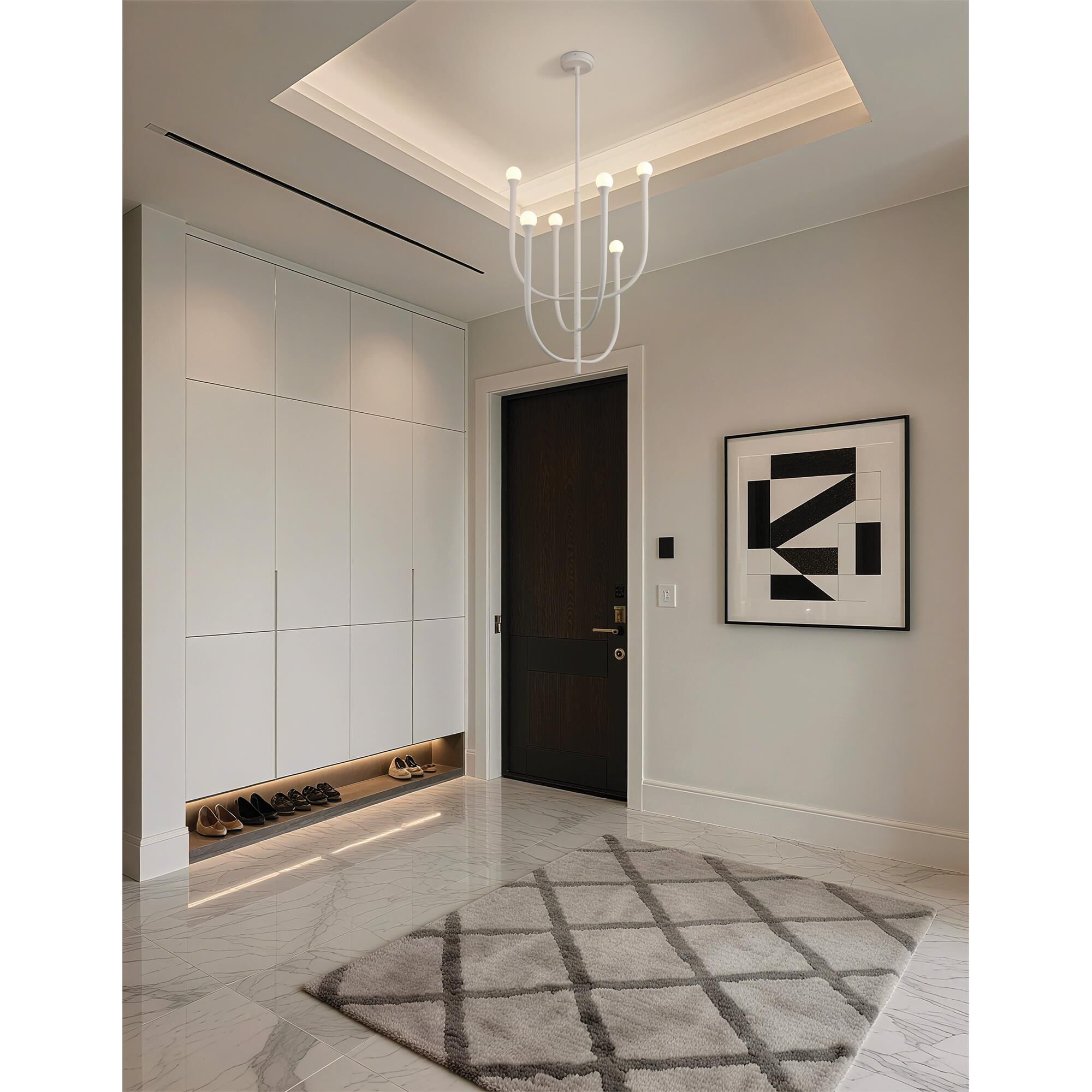Shown in Plaster White finish and Opal glass