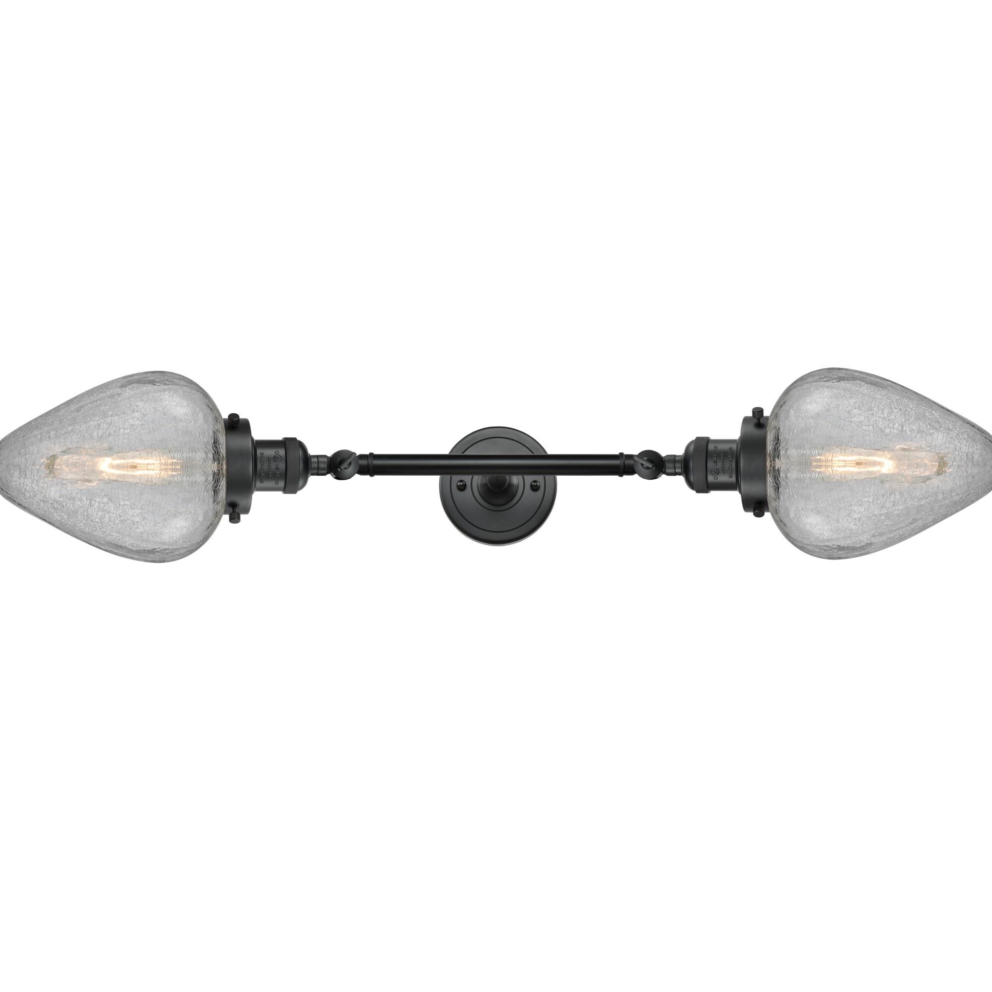 Shown in Matte Black finish and Clear Crackle glass