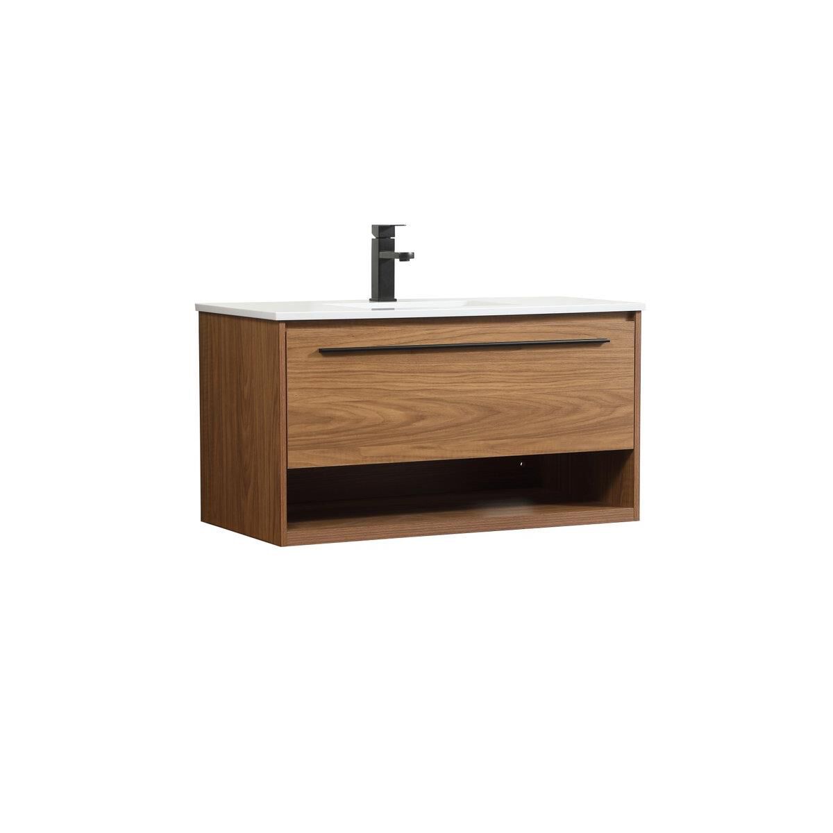 Shown in Walnut Brown finish and Without Backsplash accent