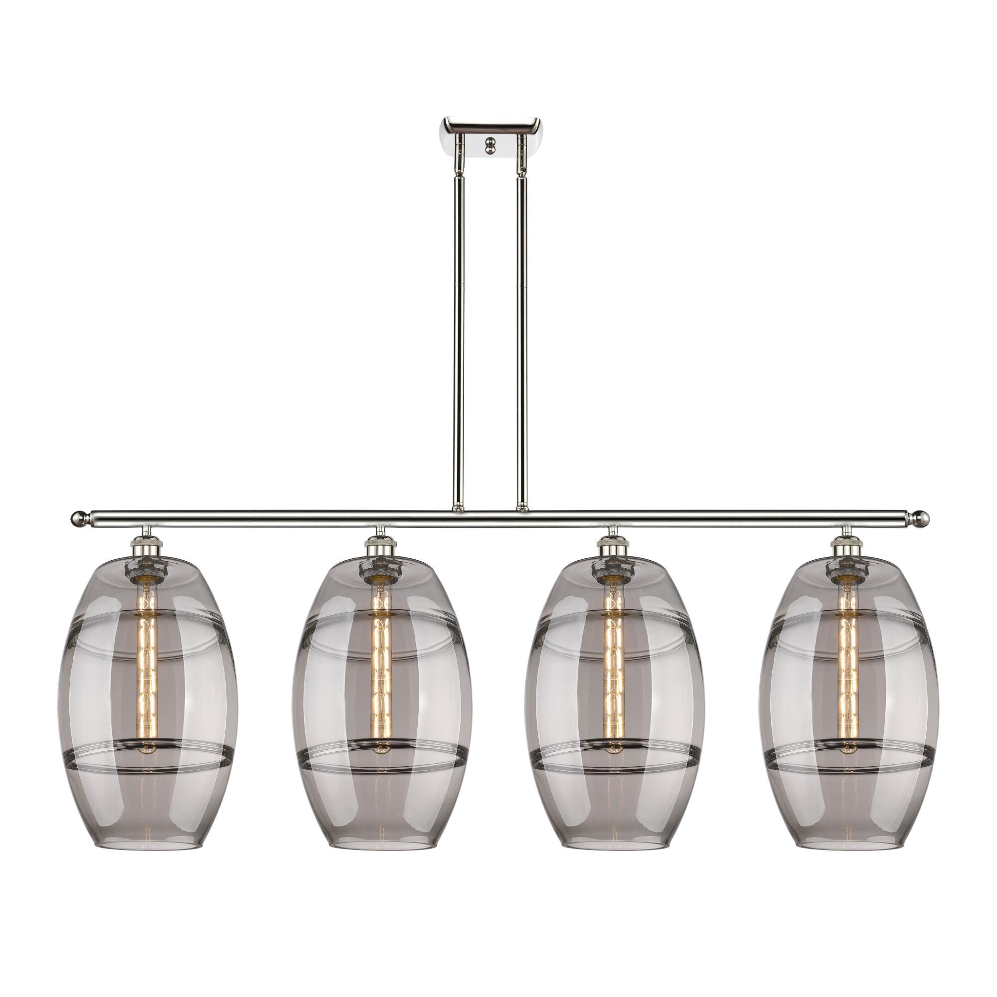 Shown in Polished Nickel finish and Light Smoke glass