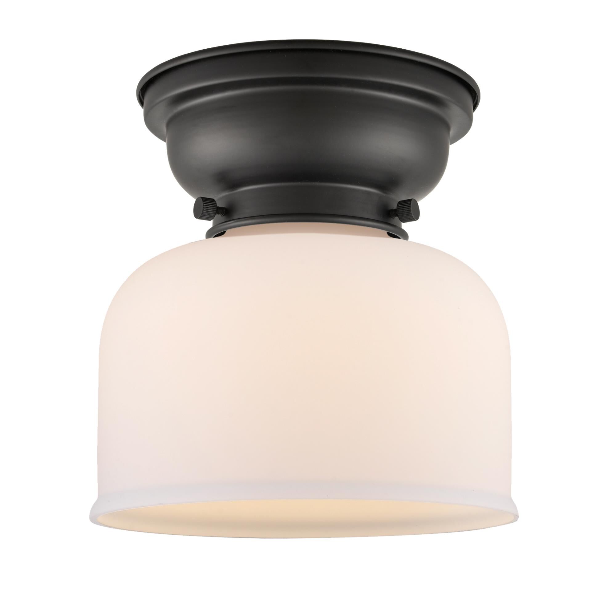Shown in Matte Black finish and Bell glass and Glass shade
