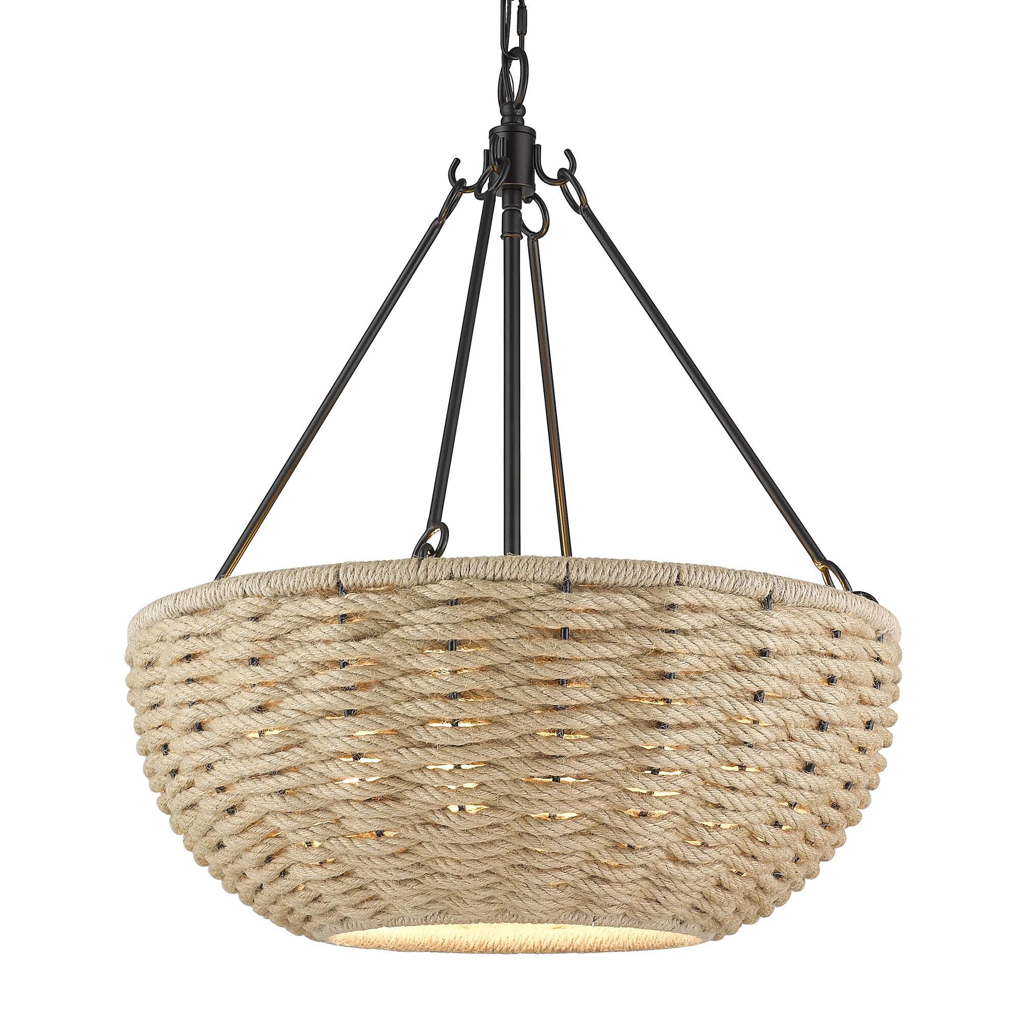 Shown in Matte Black finish and Woven Hemp Rope shade