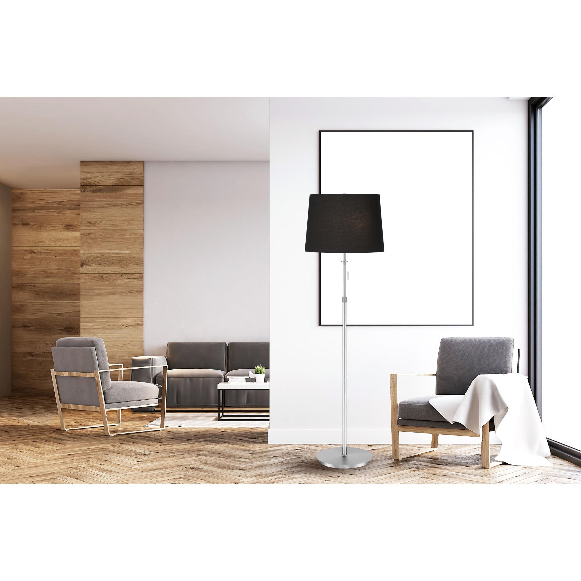 Shown in Satin Nickel And Black Shade finish