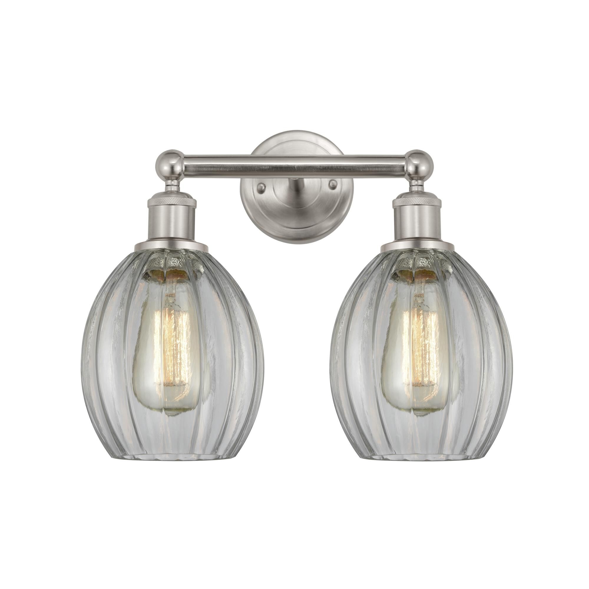 Shown in Brushed Satin Nickel, Clear finish and Clear glass and Clear Glass shade