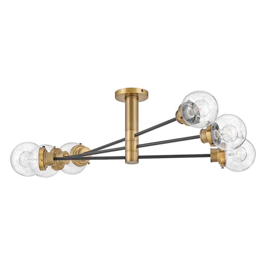 Shown in Black with Heritage Brass Accents finish and Clear Seedy glass