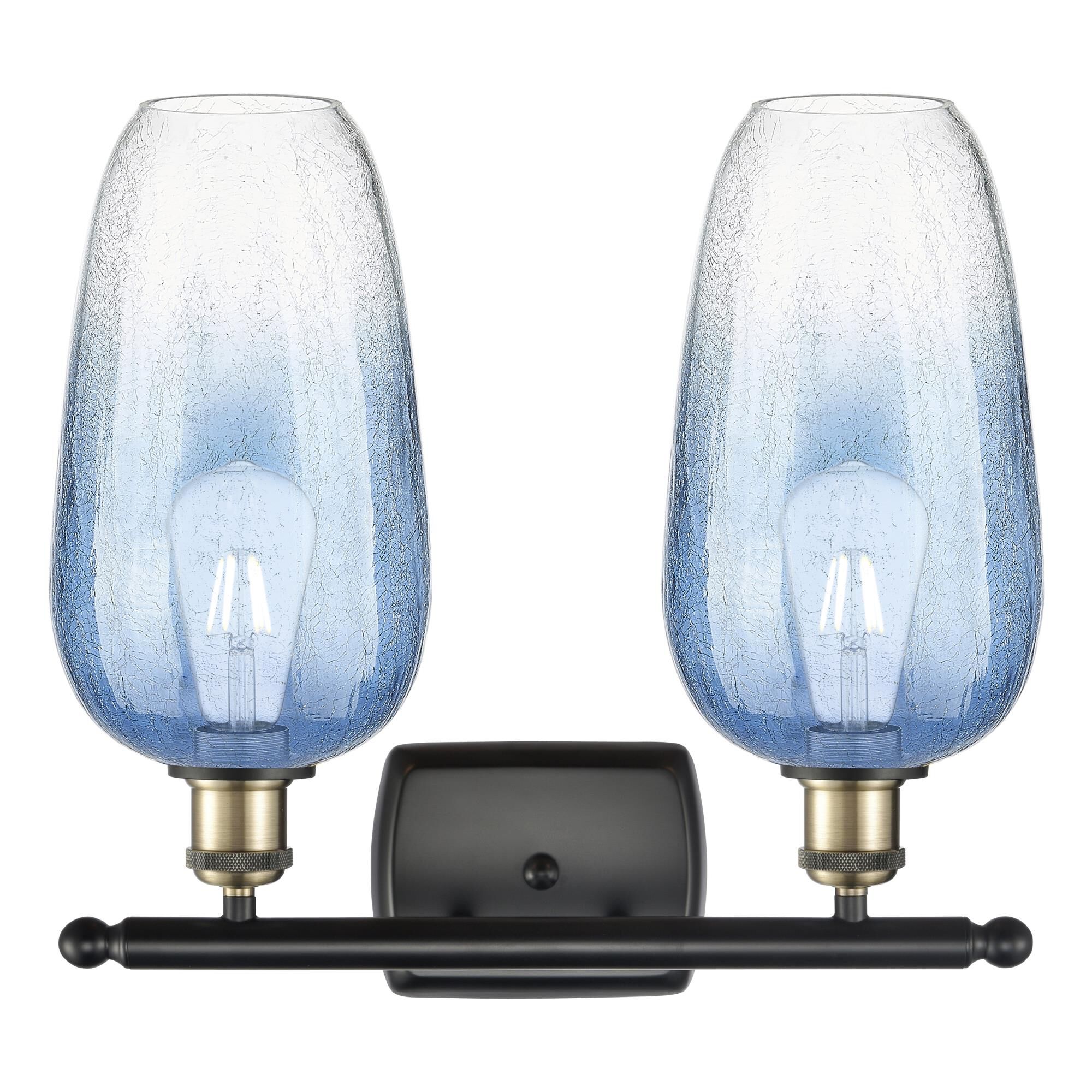 Shown in Black Antique Brass finish and Sapphire Blue glass