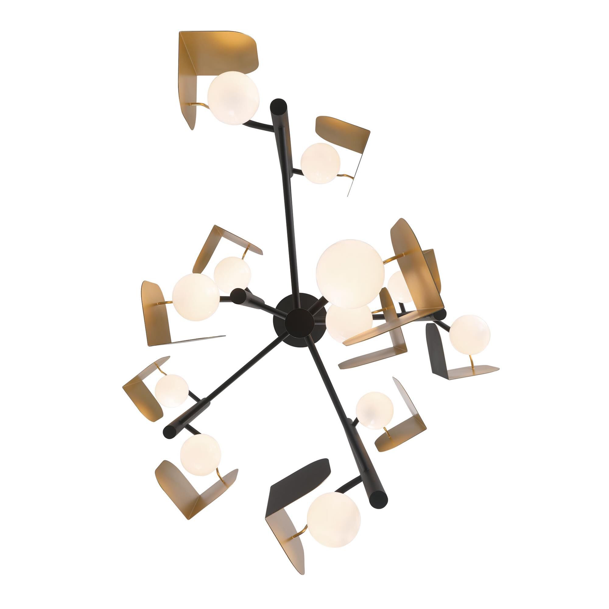 Shown in Gold-Black finish and White glass