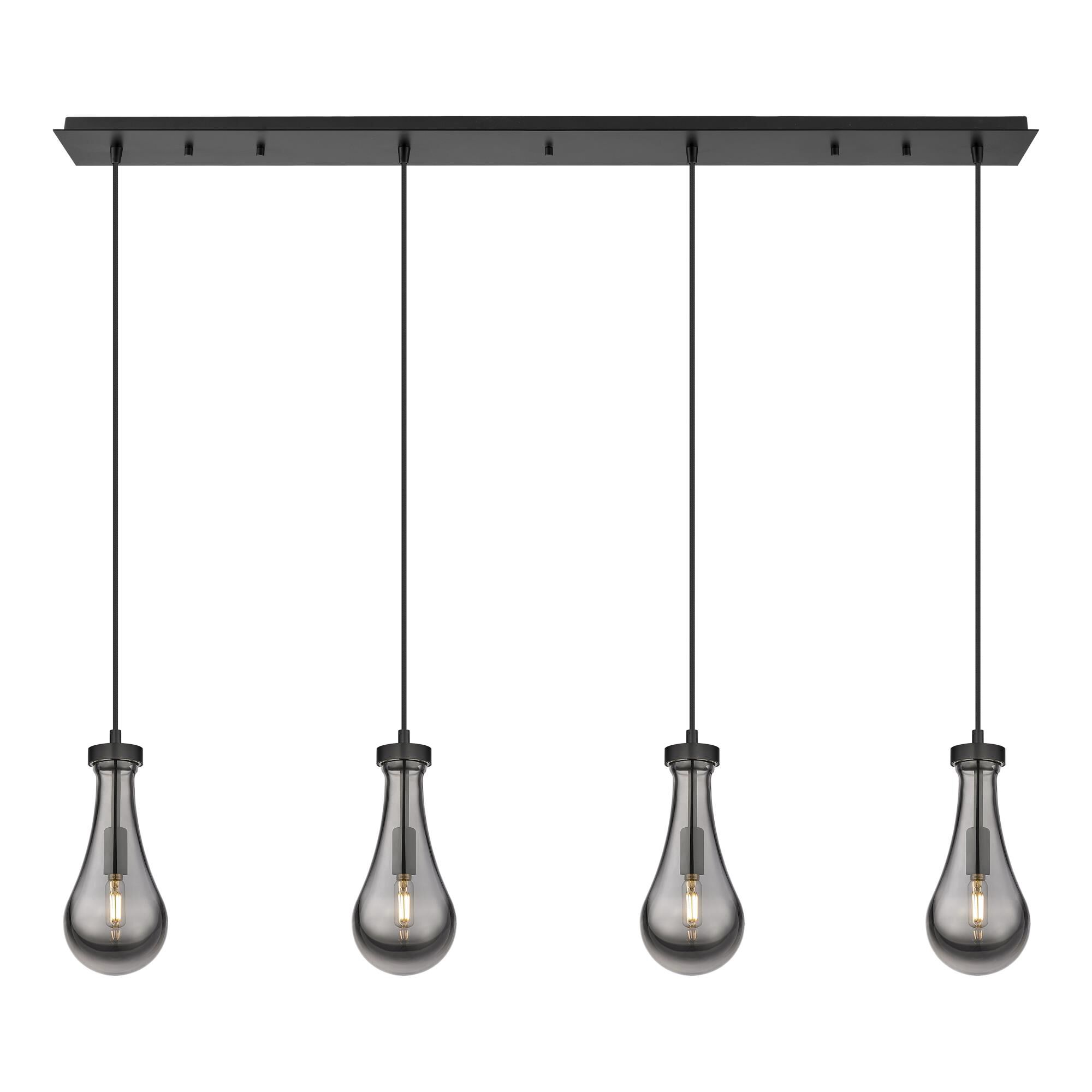 Shown in Matte Black finish and Light Smoke glass and Light Smoke Glass shade