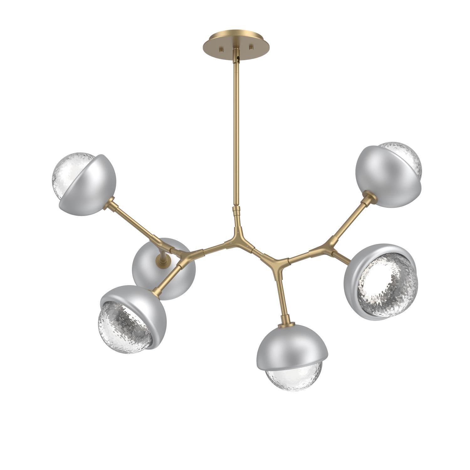 Shown in Gilded Brass finish and Clear glass and Classic Silver accent