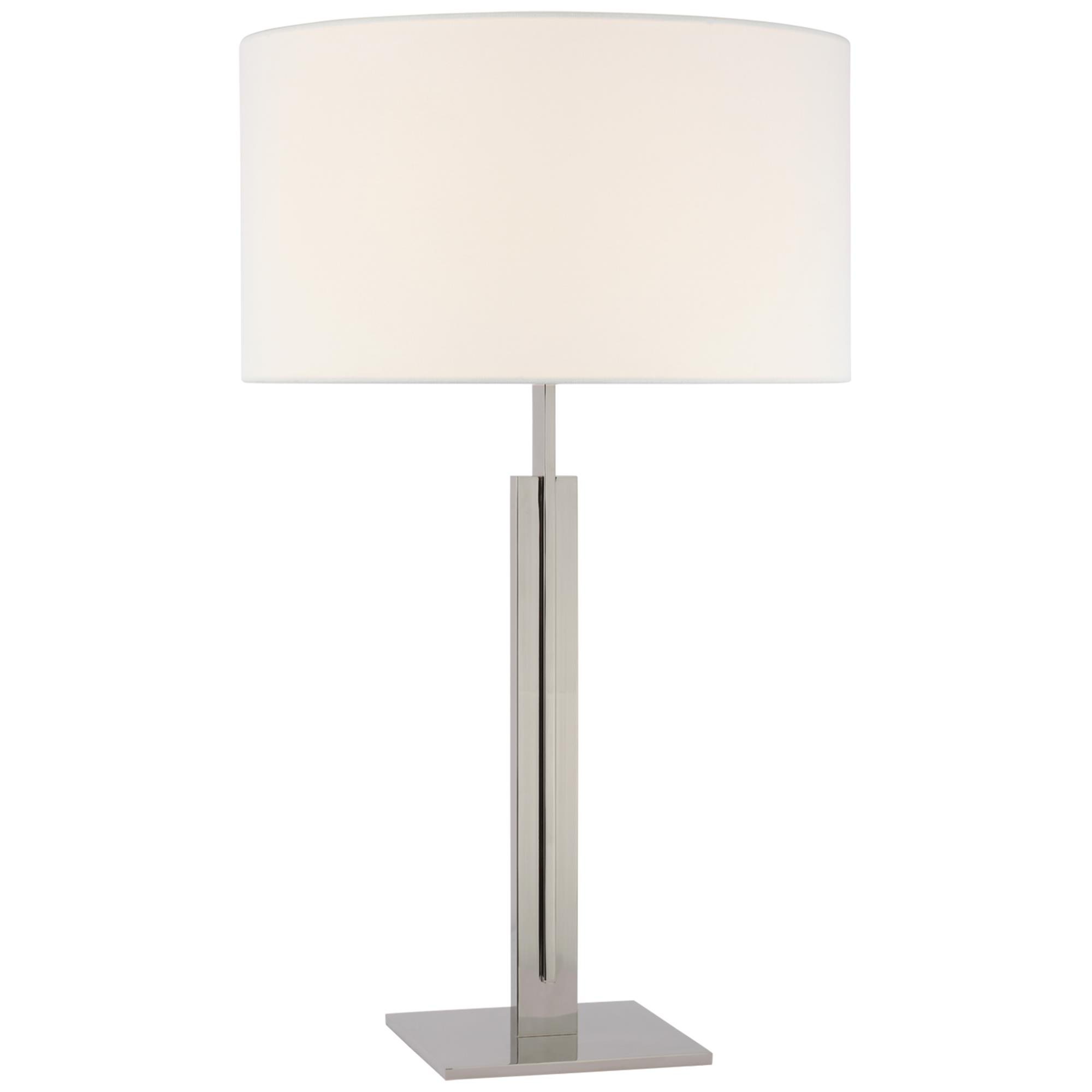 Shown in Polished Nickel finish and Linen shade