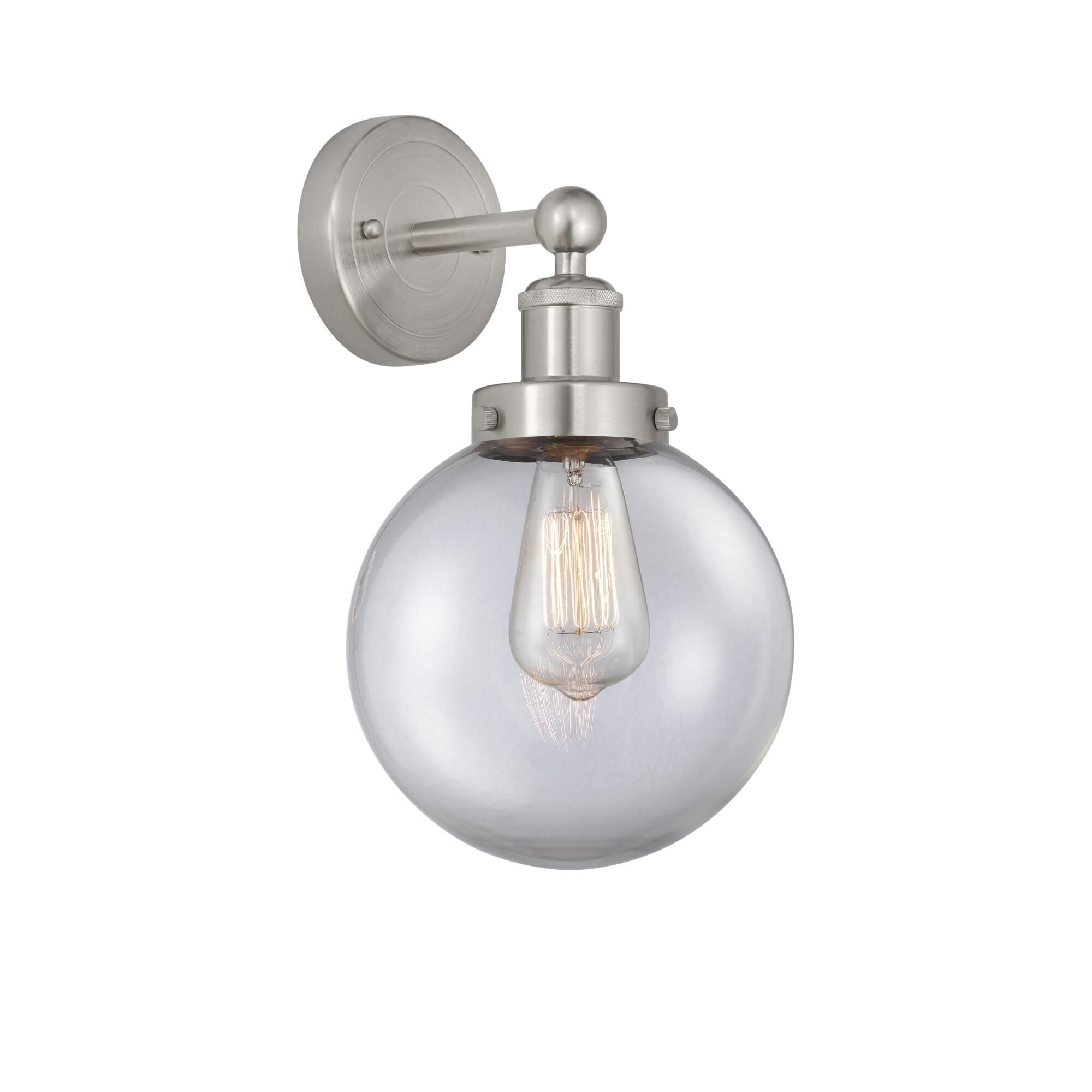 Shown in Brushed Satin Nickel, Clear finish and Clear glass and Clear Glass shade