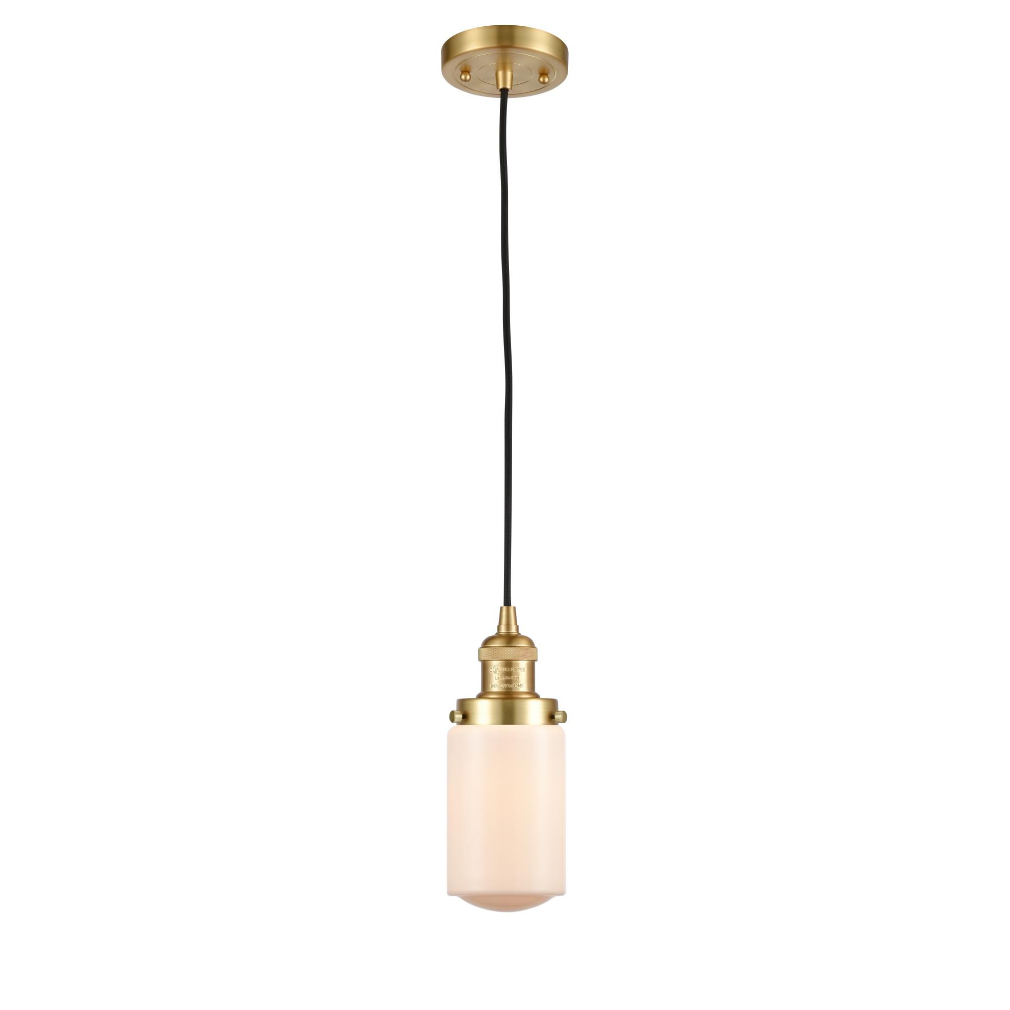 Shown in Satin Gold finish and Matte White Cased Dover glass