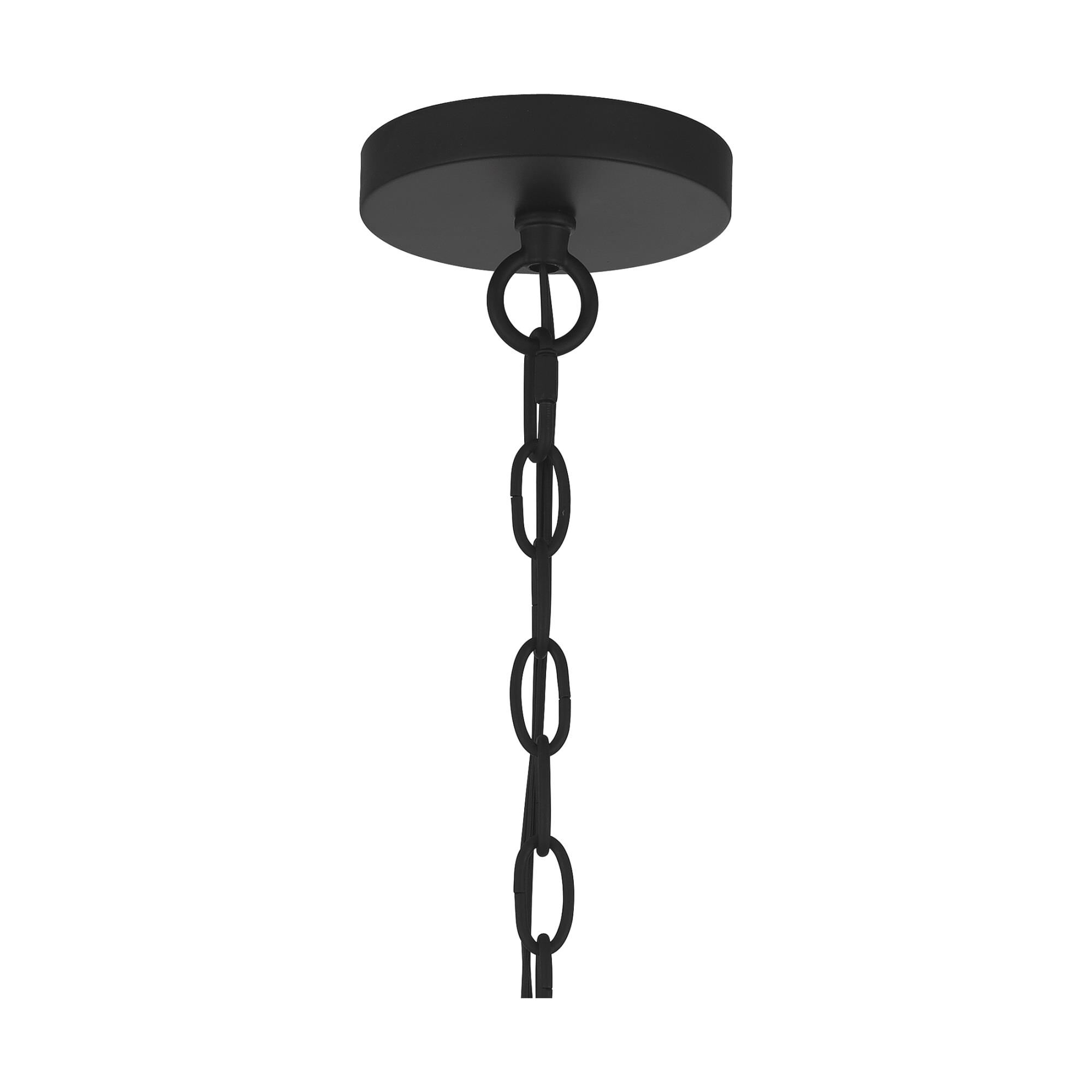 Shown in Matte Black finish and Clear Hammered Glass shade