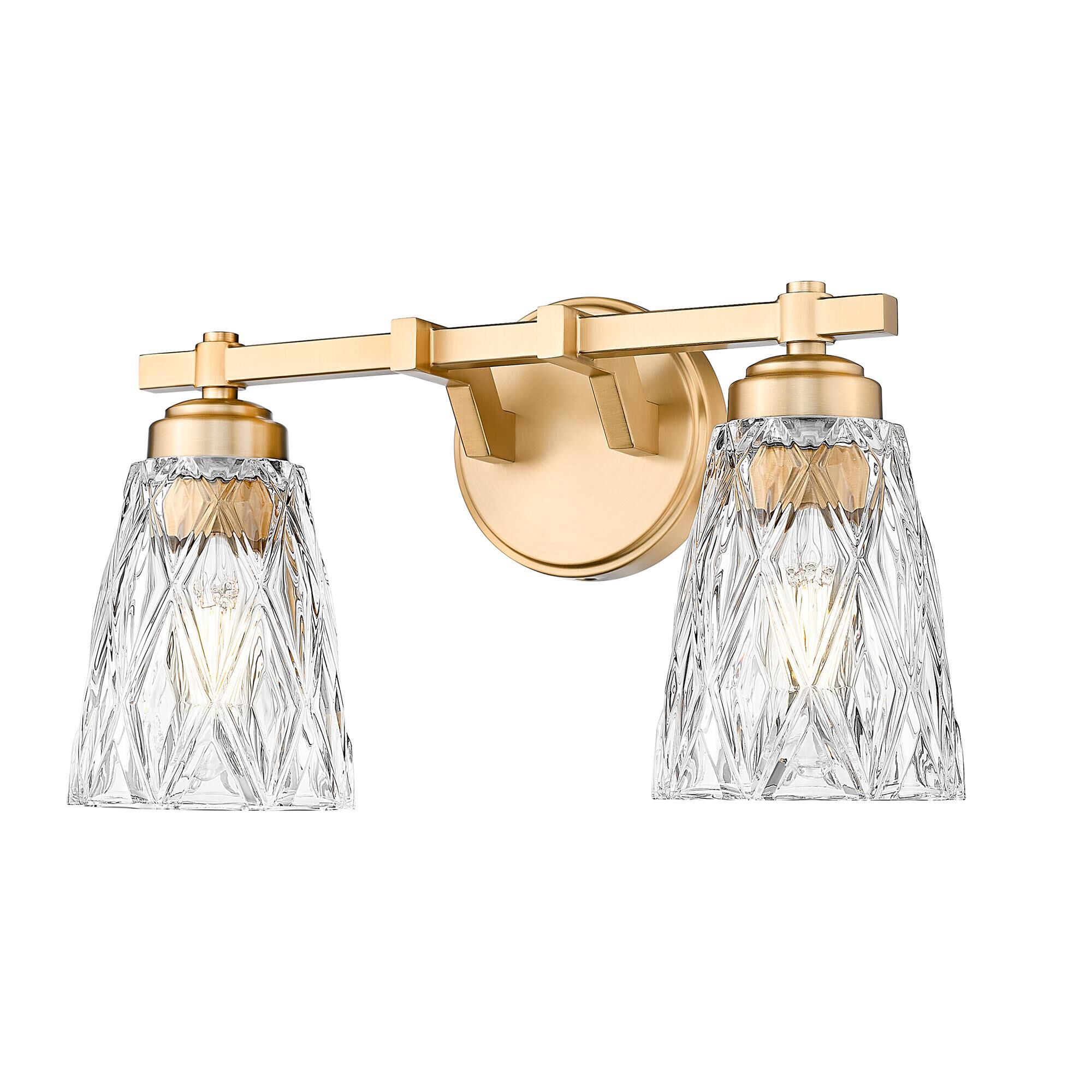 Shown in Modern Gold finish and Clear glass