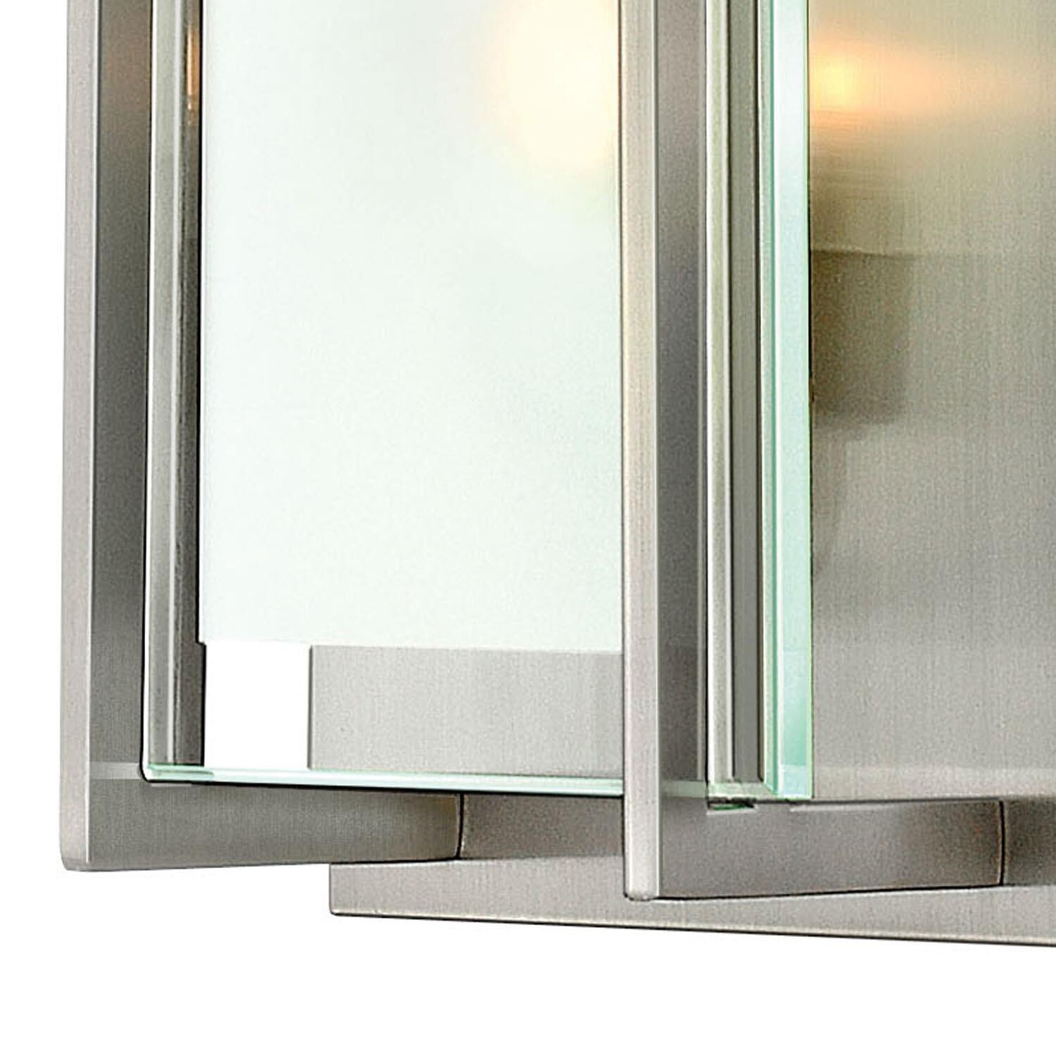 Shown in Brushed Nickel finish and Clear Beveled Inside-Etched glass