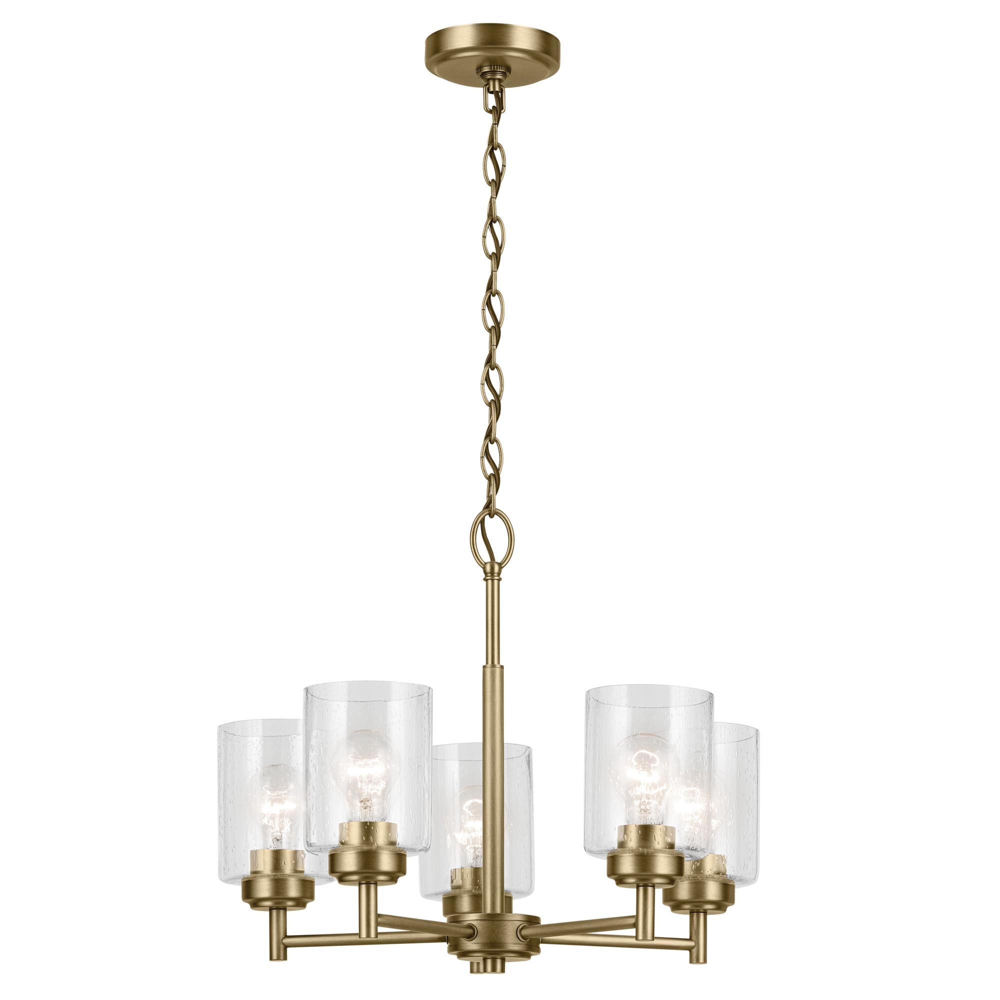 Shown in Natural Brass finish and Clear Seeded glass