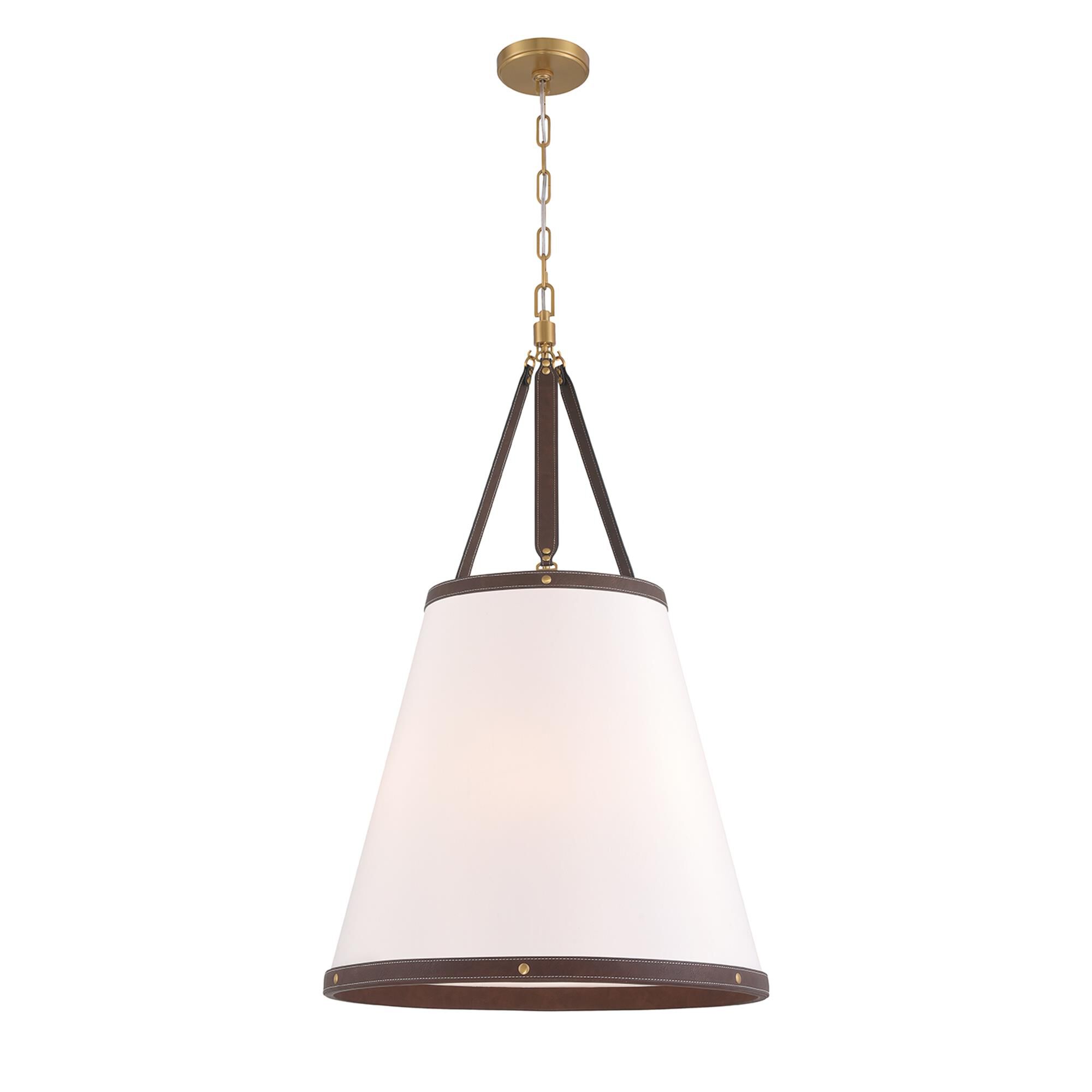 Shown in Luxe Gold finish and Linen shade