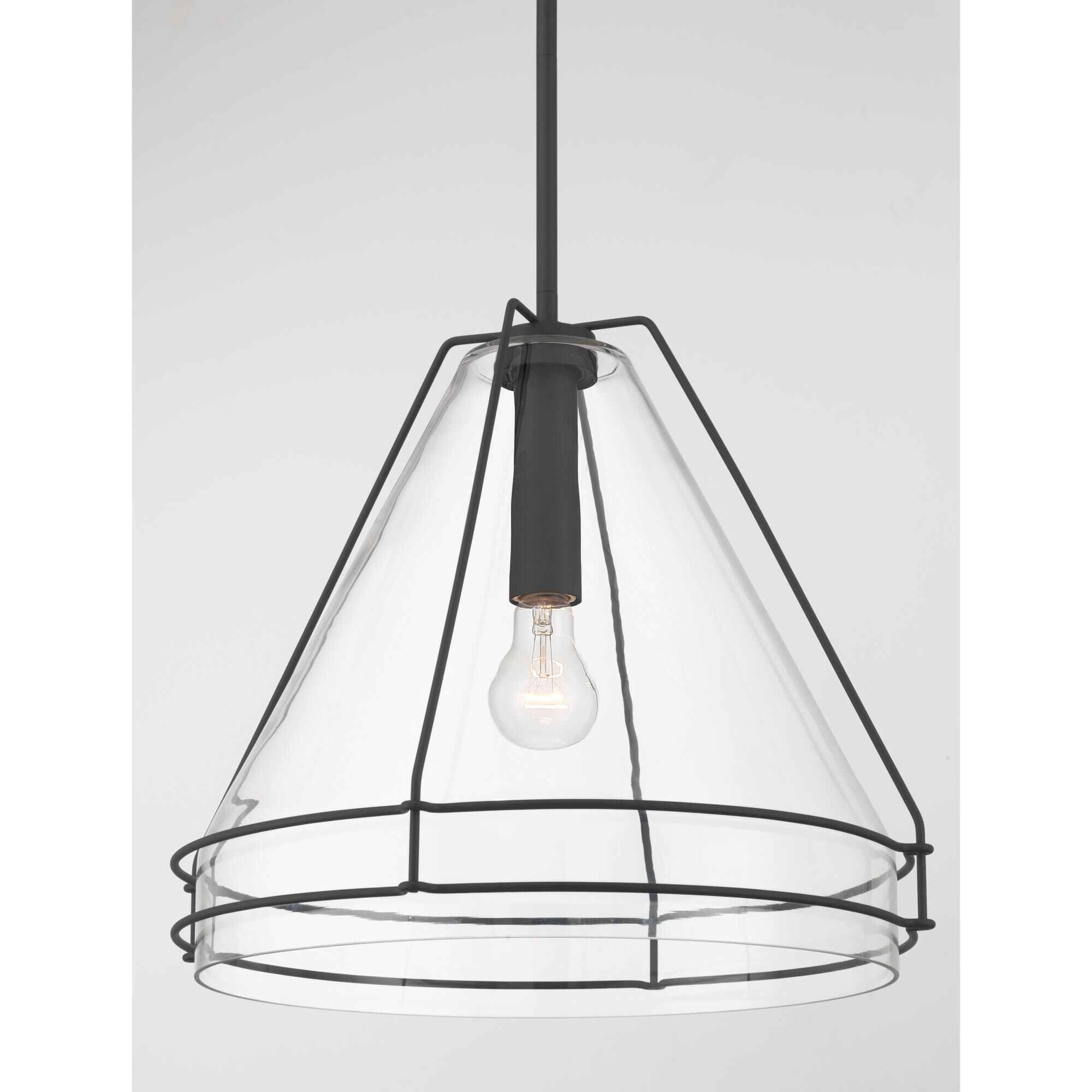 Shown in Dark Matte Black finish and Clear glass