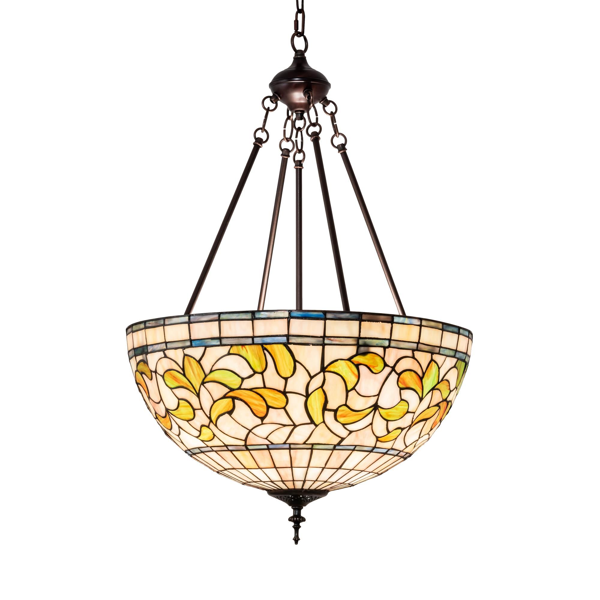 Meyda Lighting Tiffany Turning Leaf 20 Inch Large Pendant