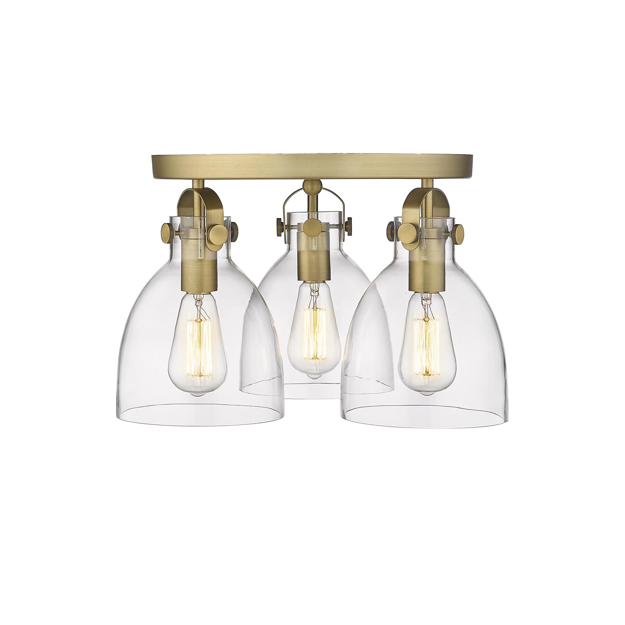 Shown in Brushed Brass finish and Clear glass