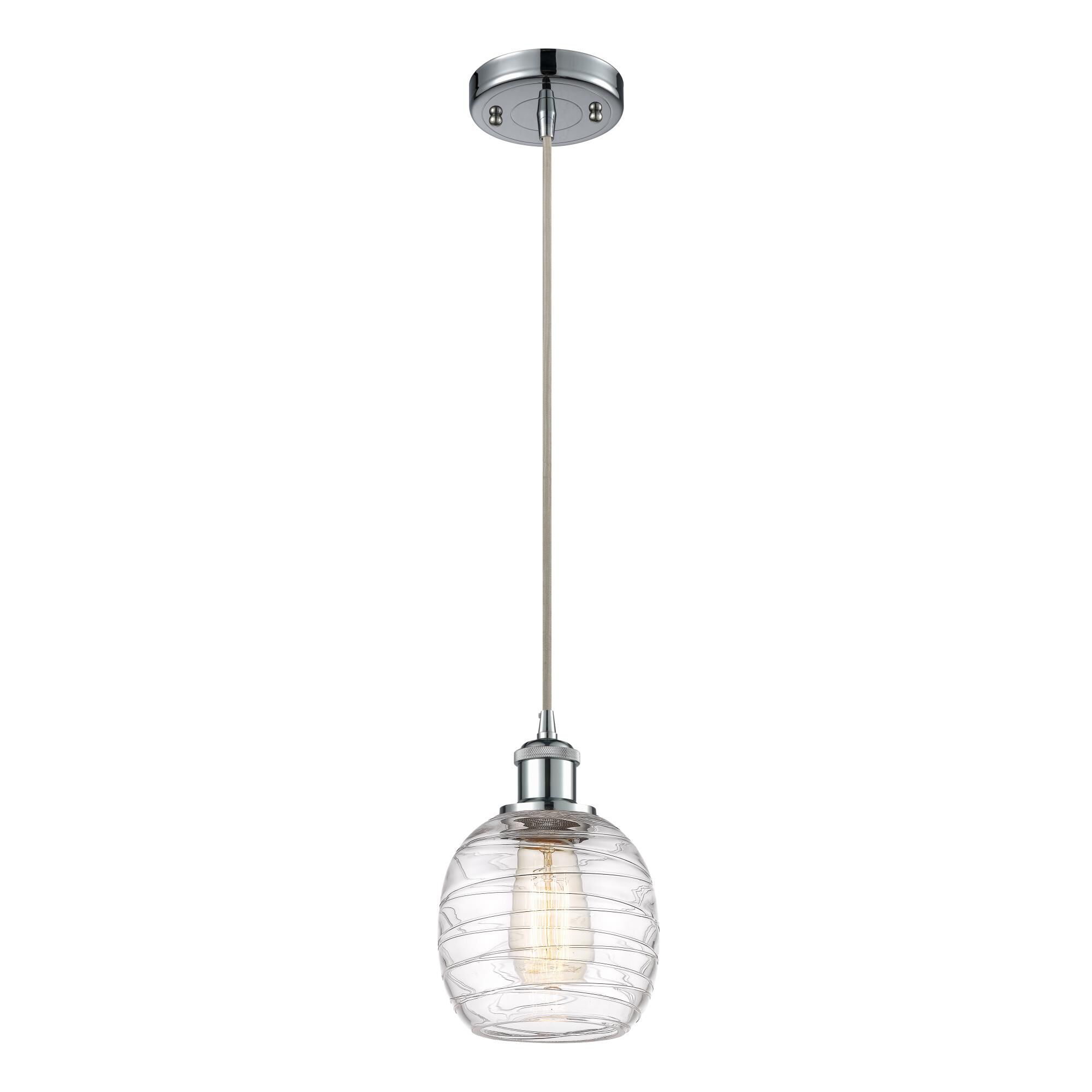 Shown in Polished Chrome finish and Deco Swirl glass