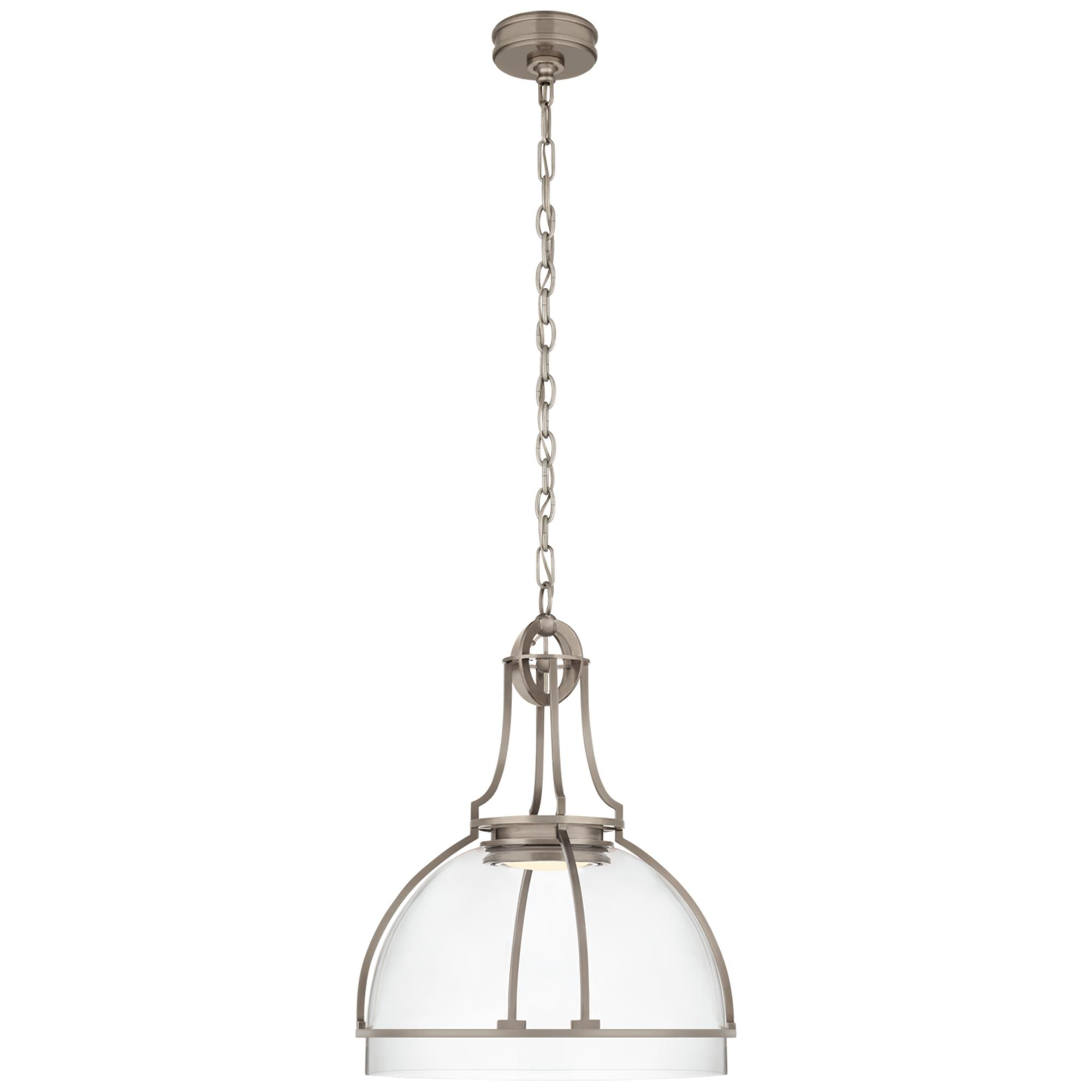 Shown in Antique Nickel finish and Clear glass and Clear Glass shade