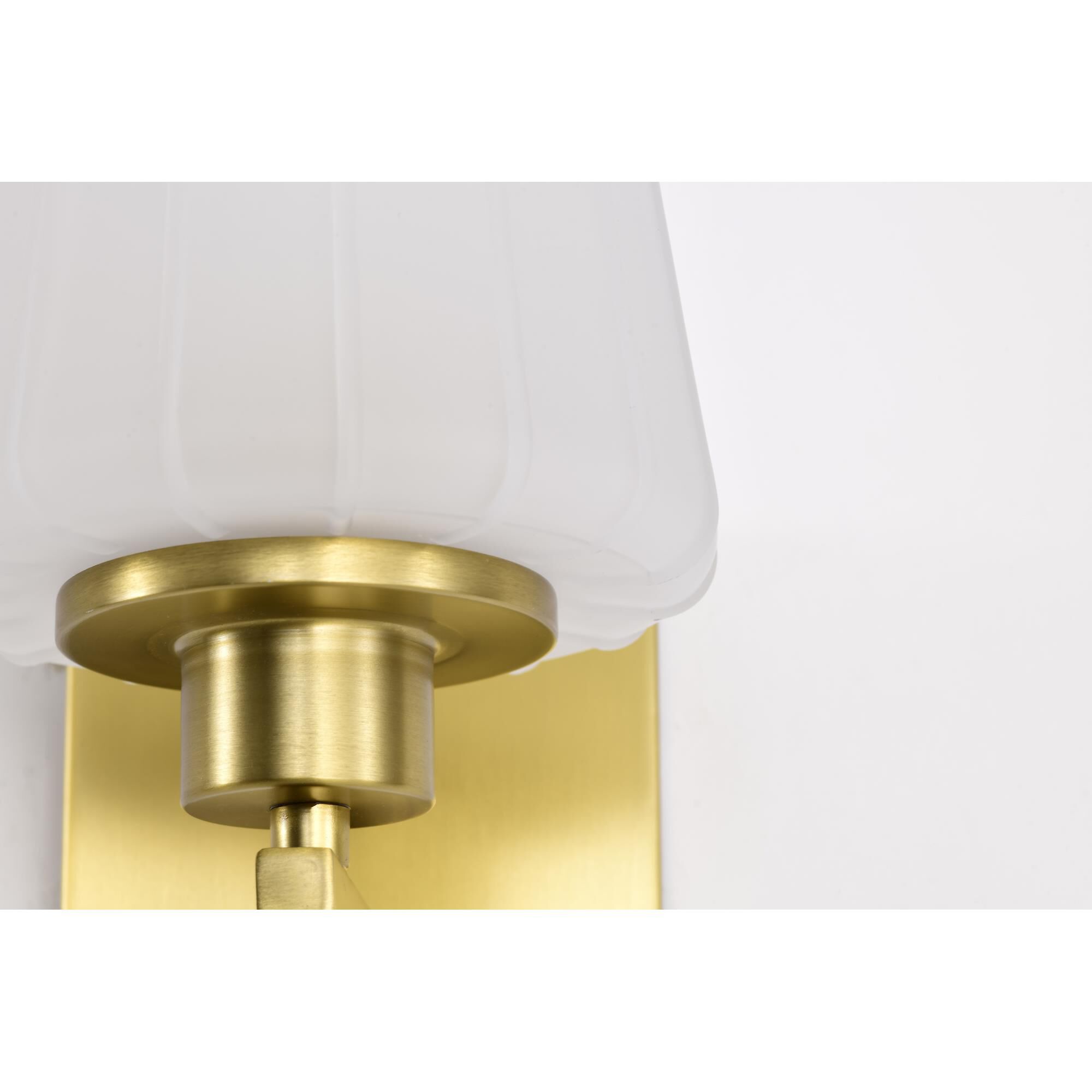 Shown in Vintage Brass finish and Etched White glass