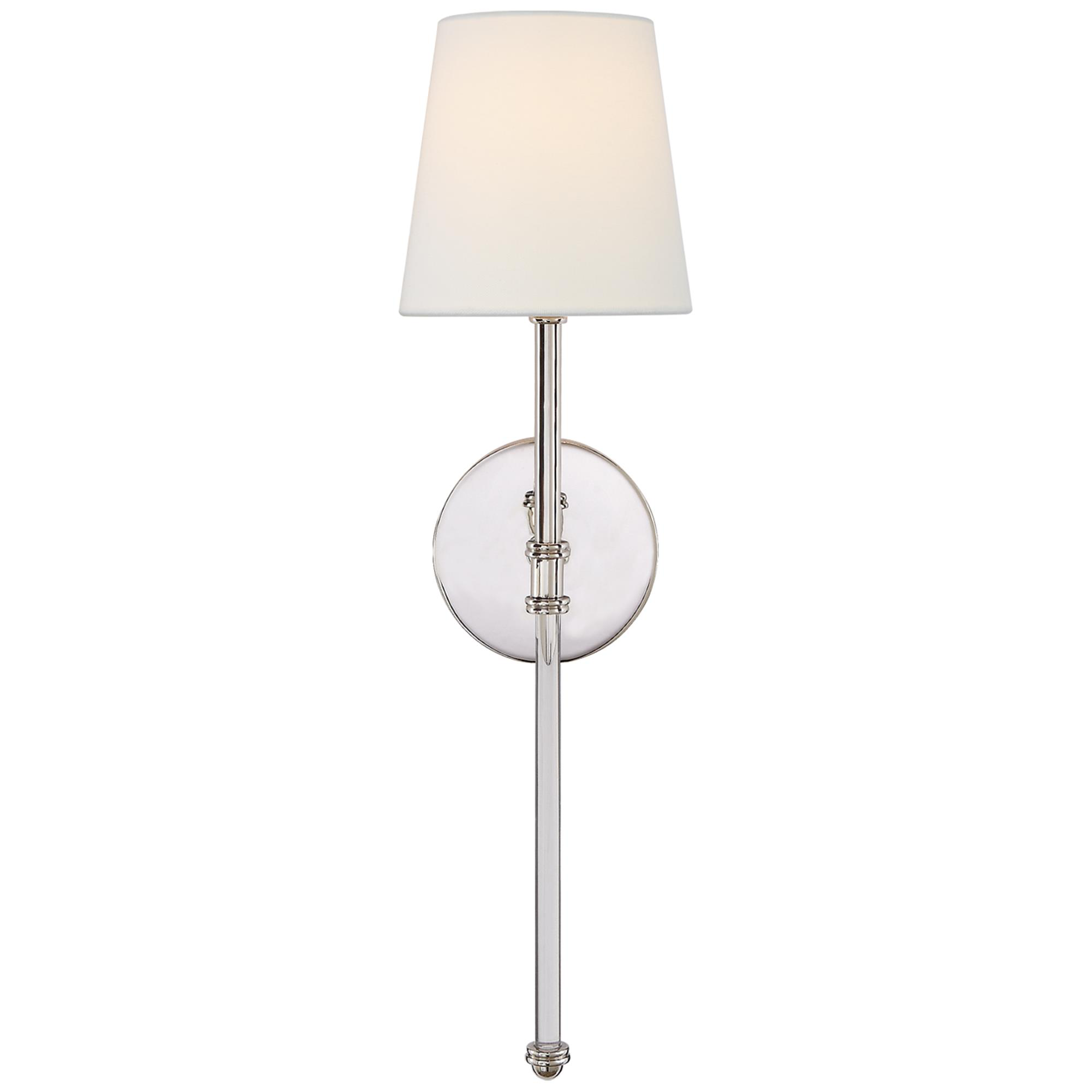 Shown in Polished Nickel finish and Linen shade