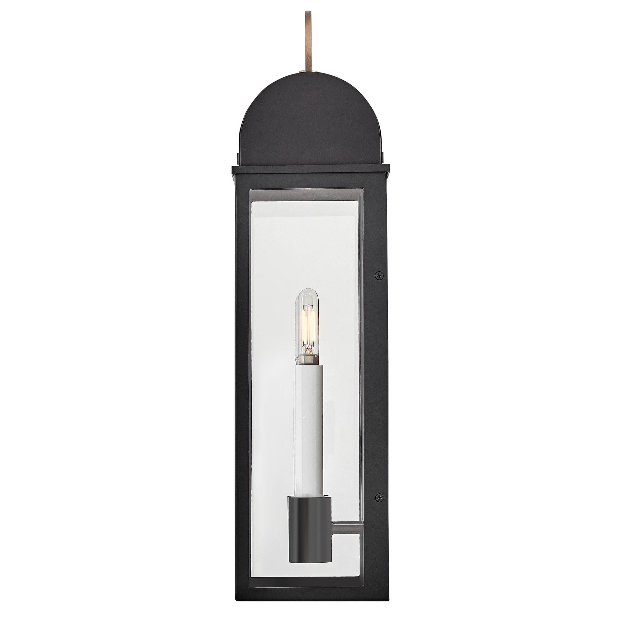 Shown in Black finish and Clear glass and Burnished Bronze accent