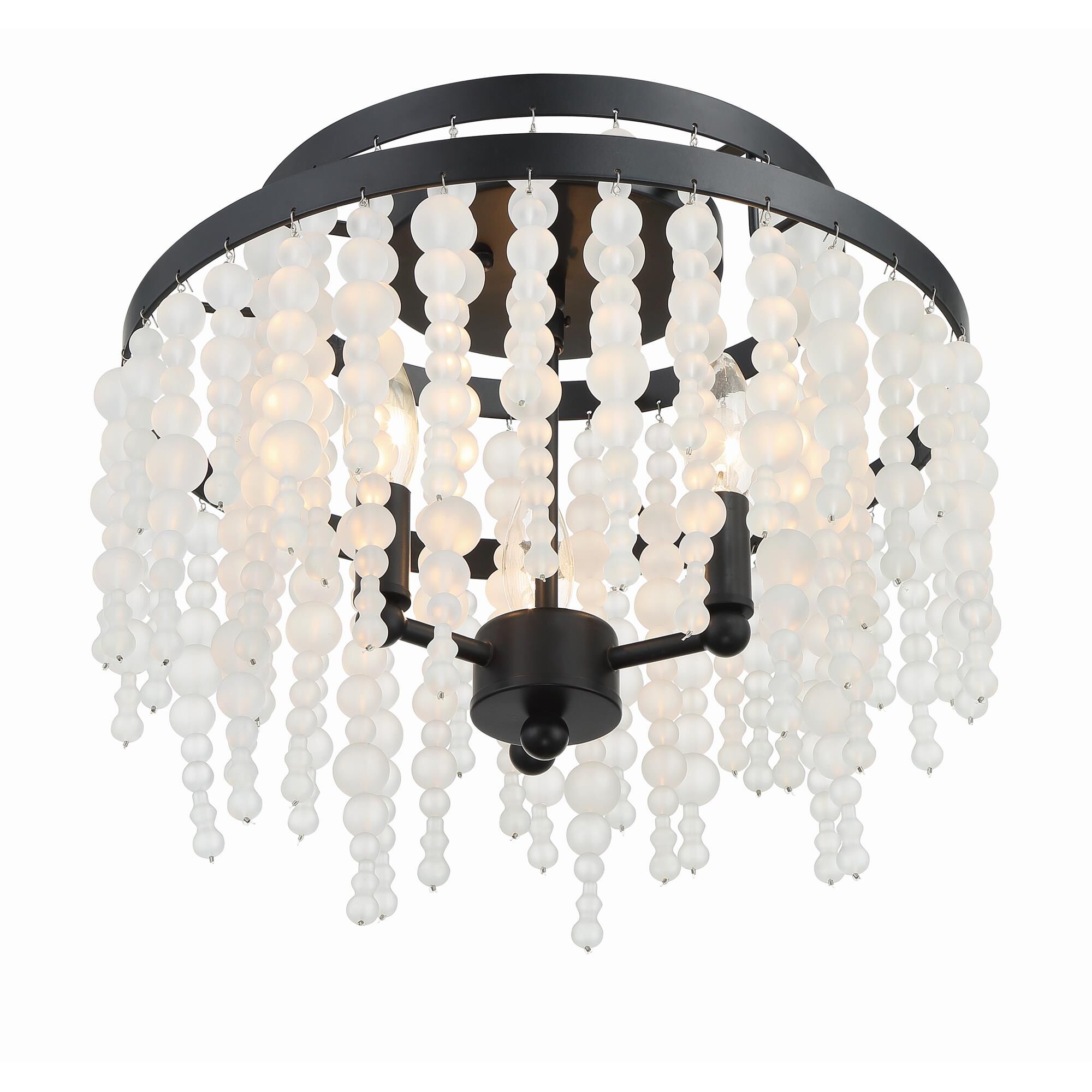 Shown in Matte Black finish and Frosted Glass Beads crystal