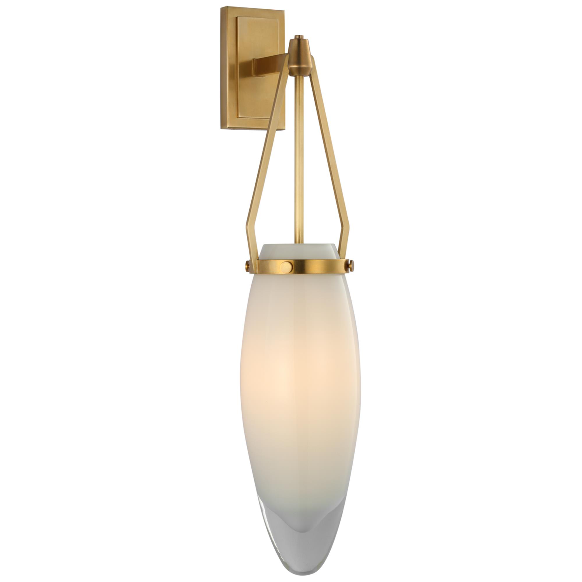 Shown in Antique-Burnished Brass finish and White Glass shade