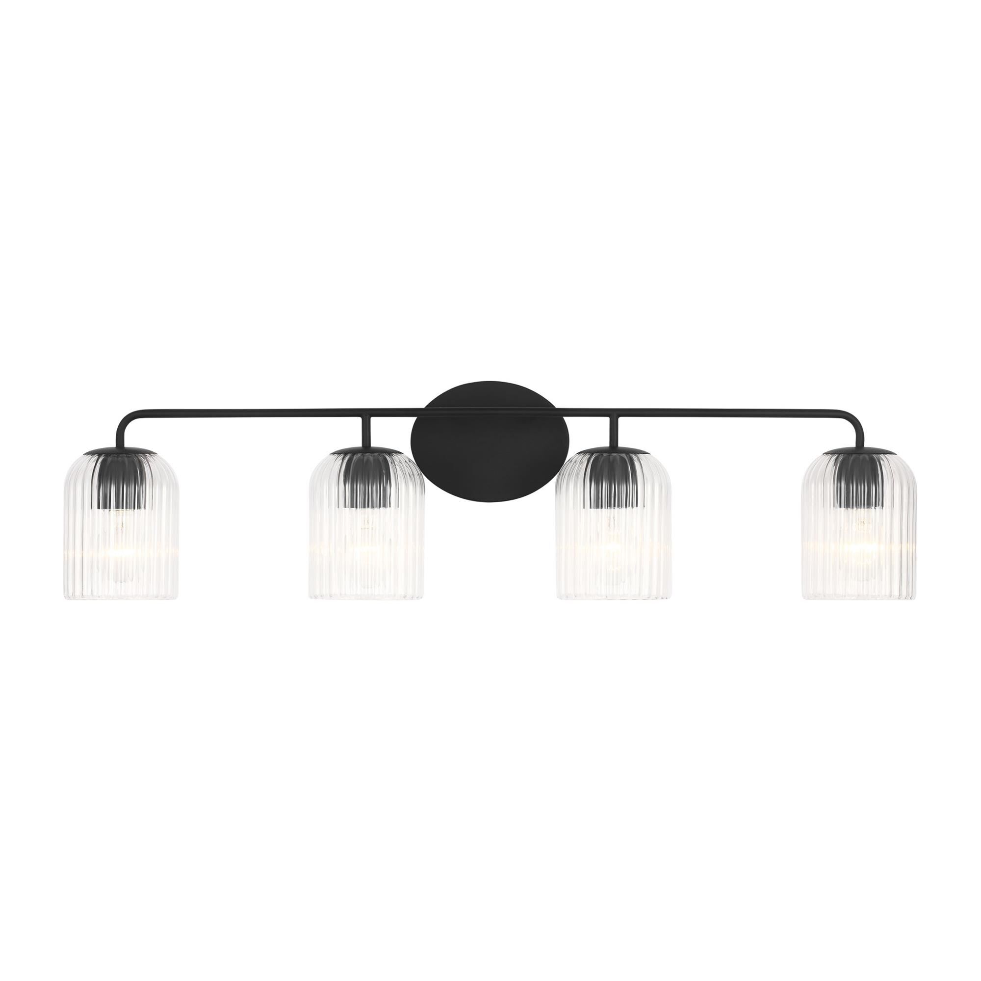 Shown in Midnight Black finish and Clear Ribbed glass