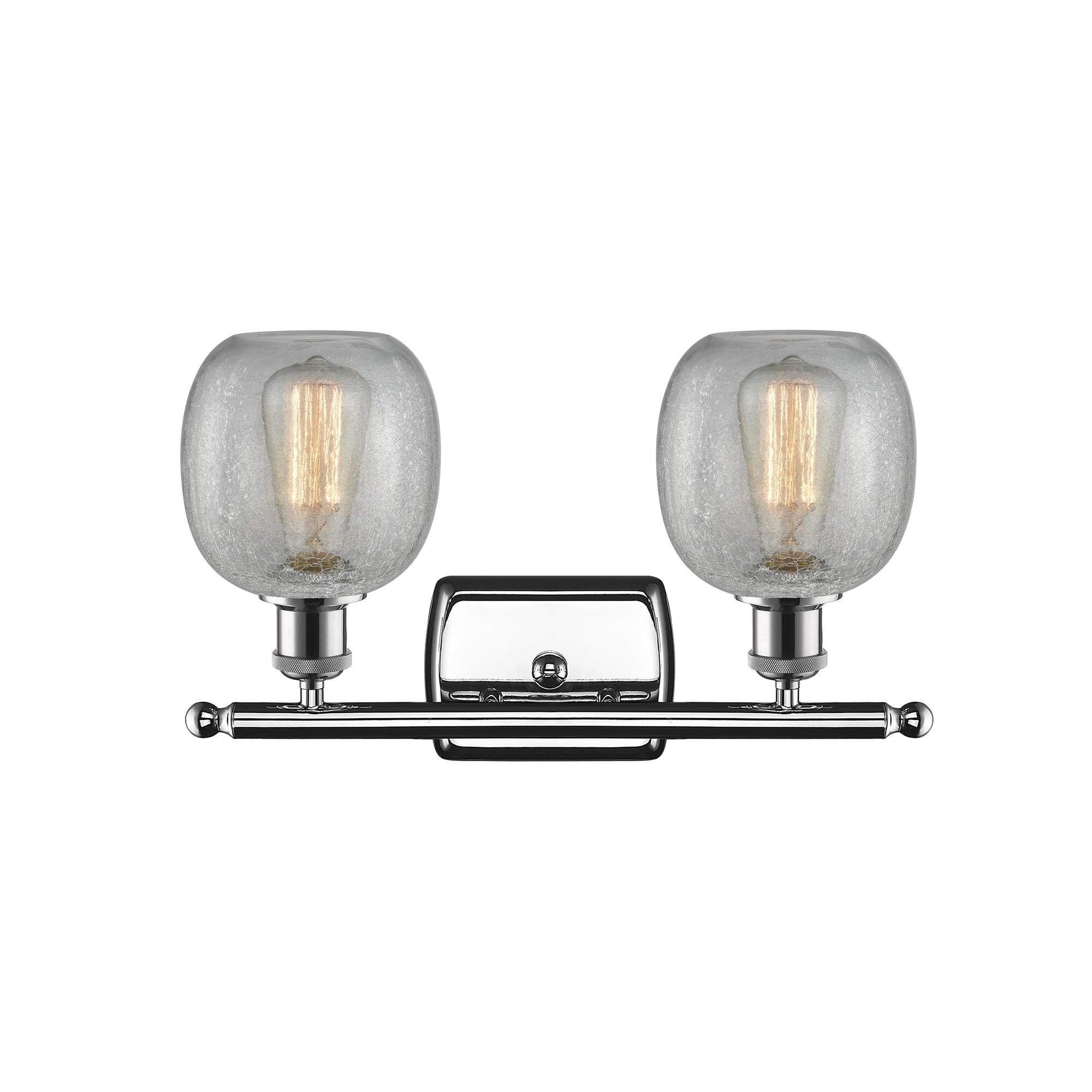 Shown in Polished Chrome finish and Clear Crackle glass