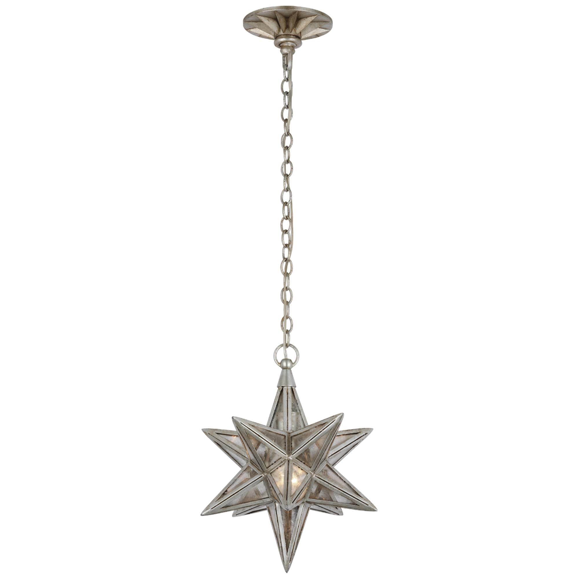 Shown in Burnished Silver Leaf finish and Antique glass