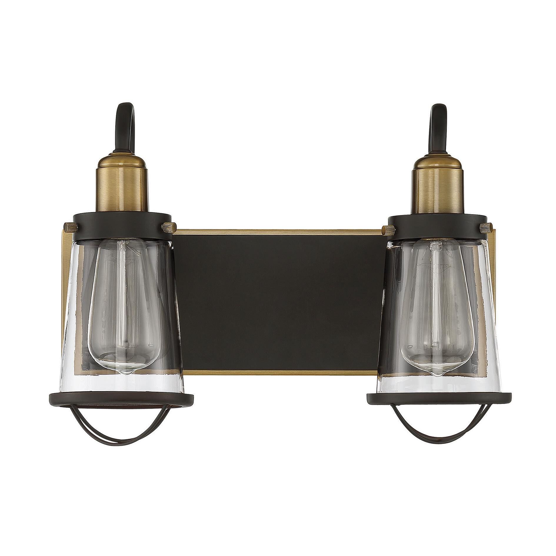 Shown in English Bronze & Warm Brass finish and Clear glass