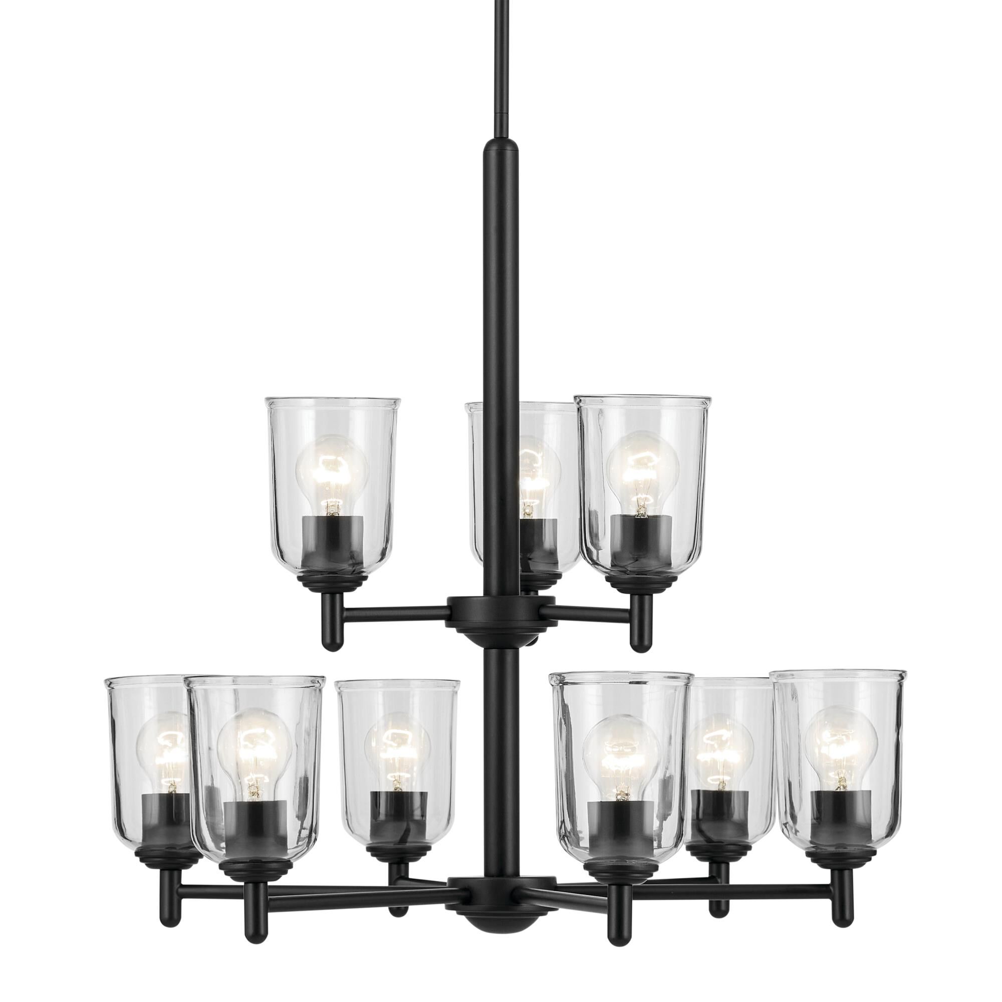 Shown in Black finish and Clear glass