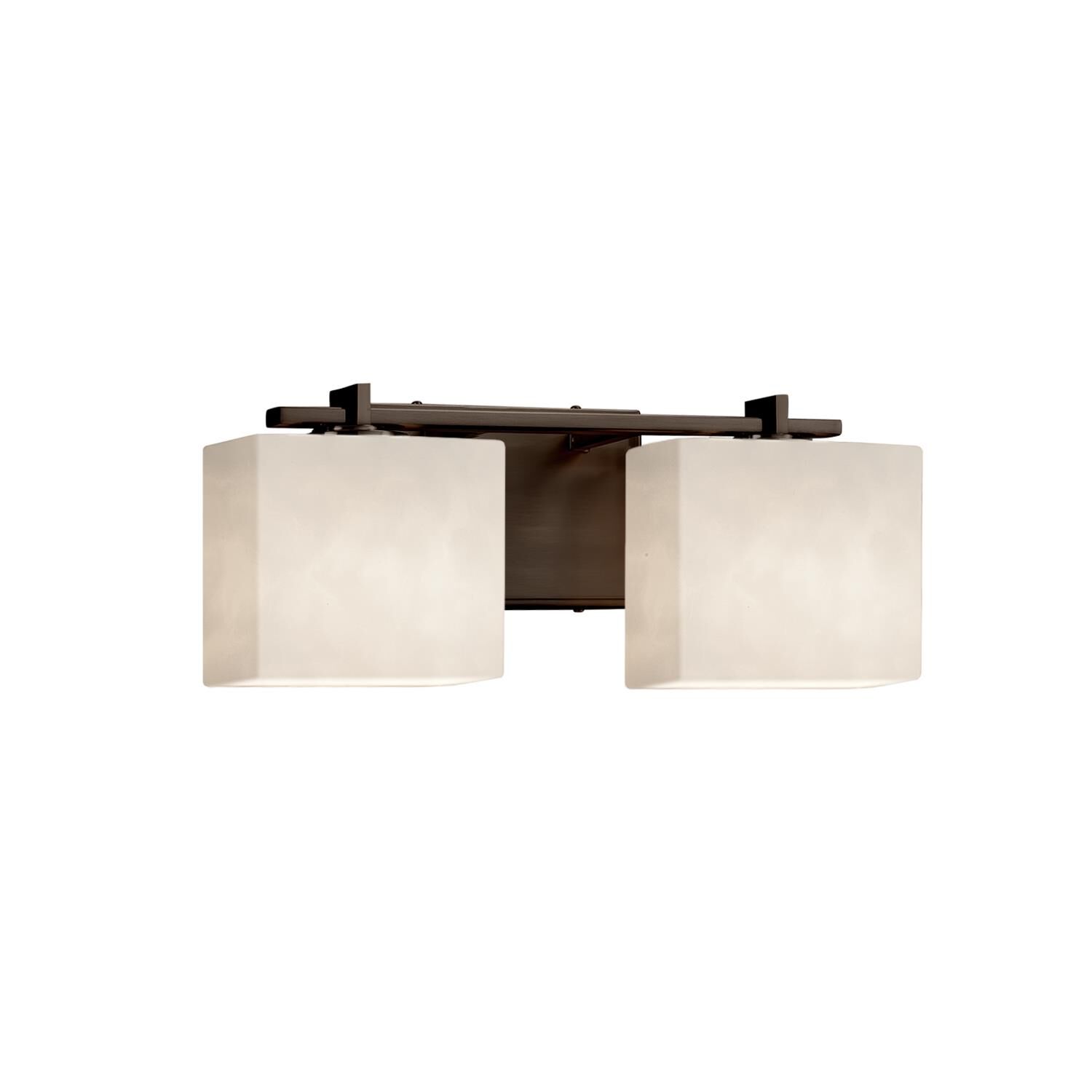 Shown in Dark Bronze finish and Clouds Resin glass and Rectangle Shade in Clouds Resin shade and Rectangle accent